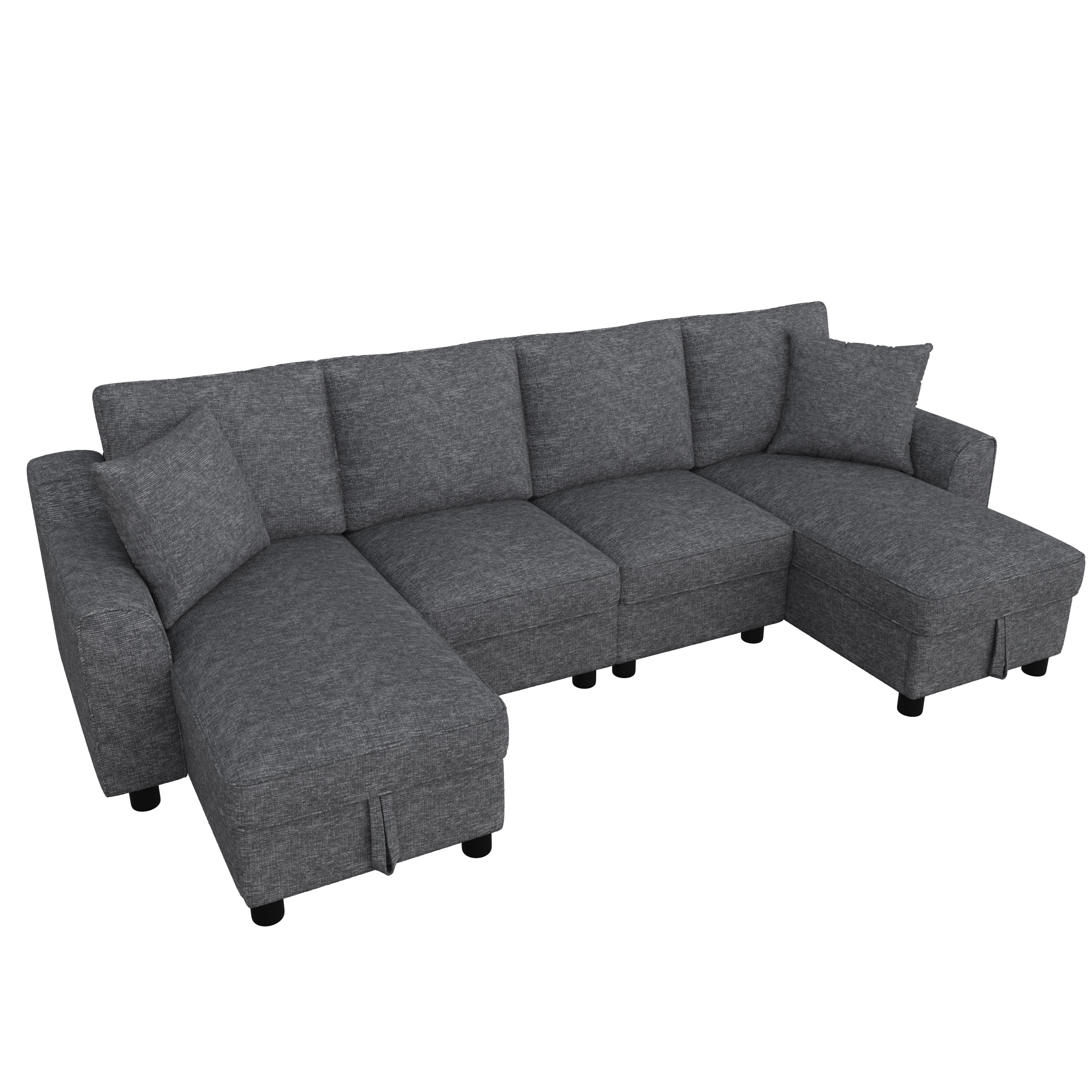 Détail canapé chenille gris confort