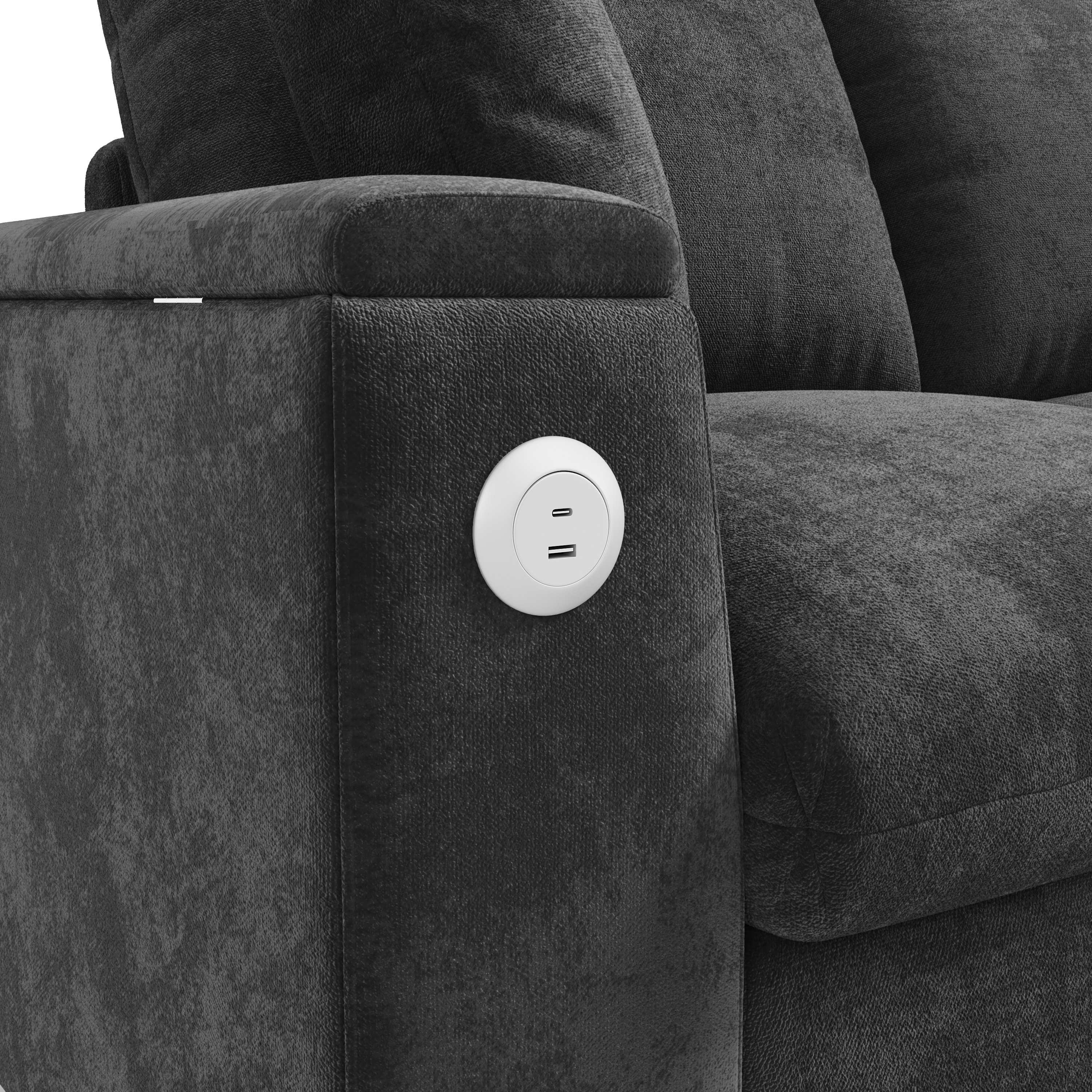 Canapé U modulable avec USB salon moderne gris