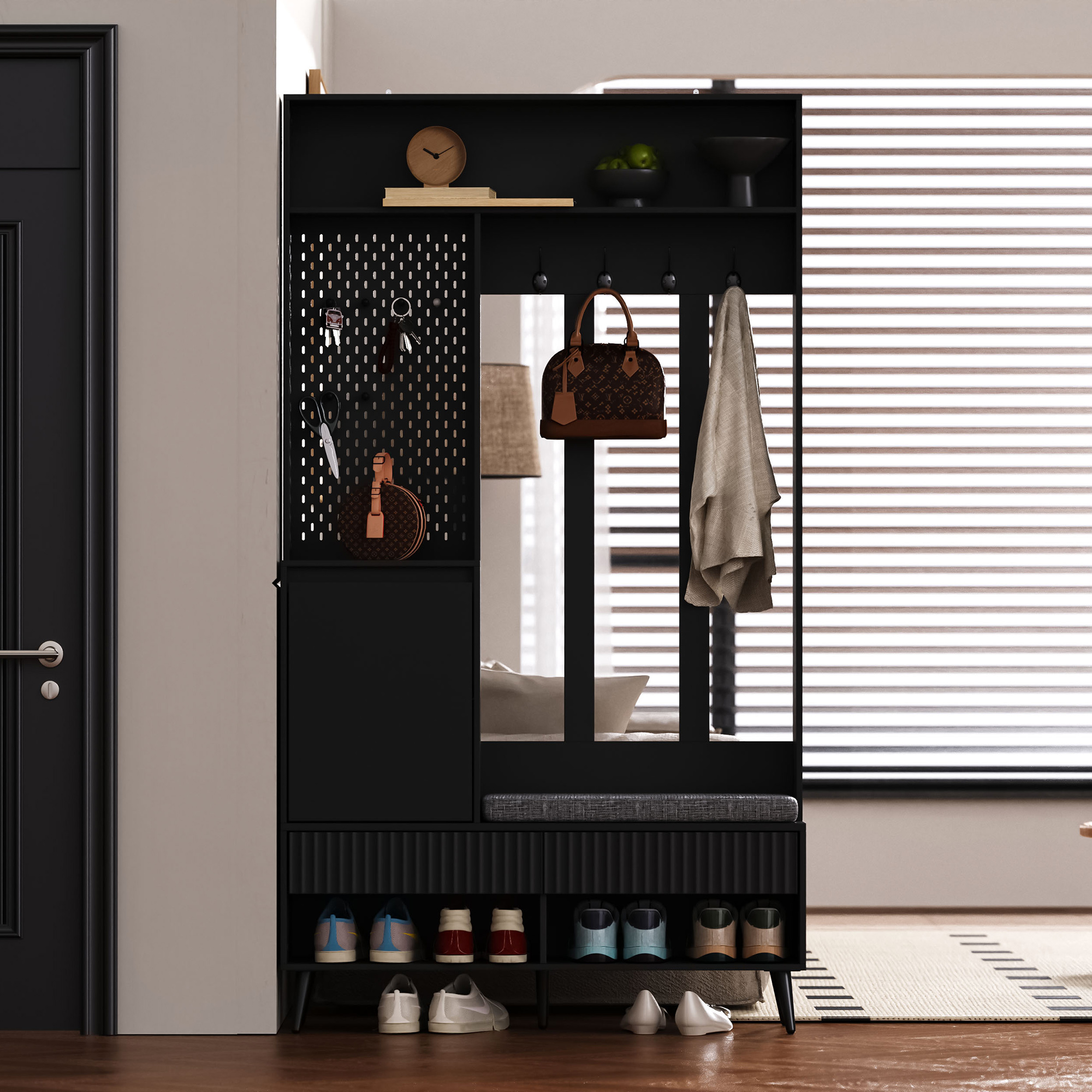 Garderoben-set, Wandgarderobe, Flurgarderobe Set m