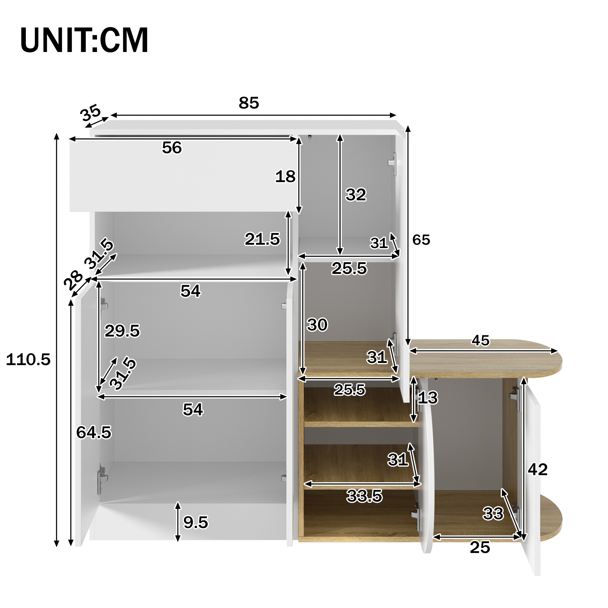 Dimensions du meuble à chaussures