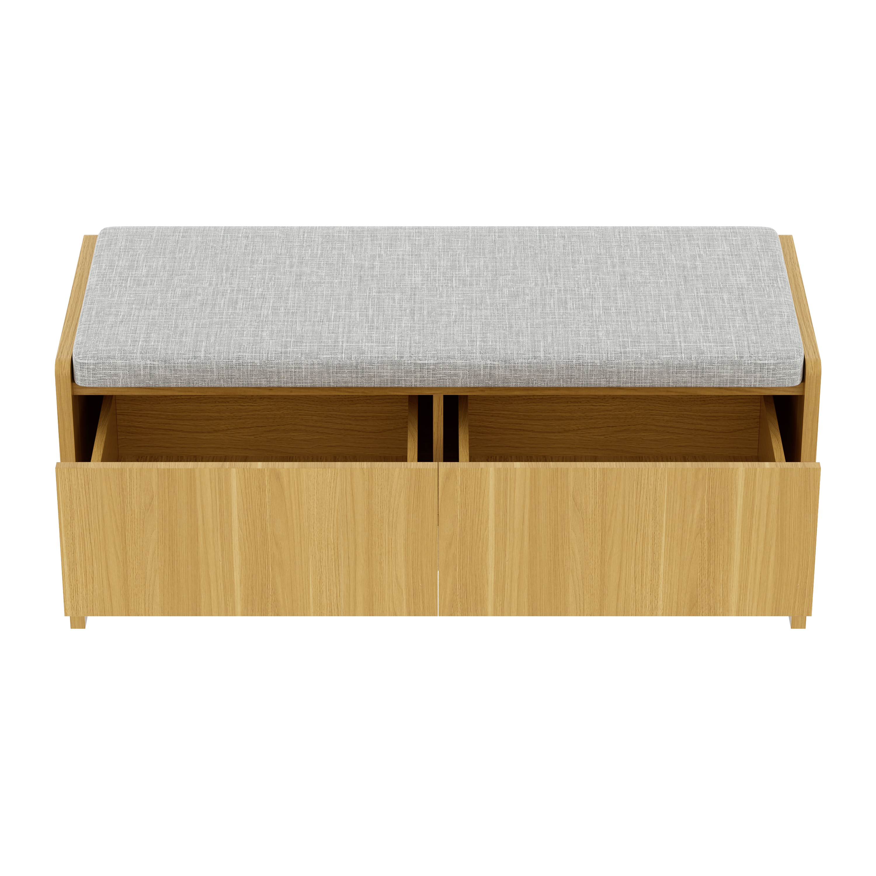 Banc coffre, avec tiroirs, détails en rotin, 113 x 40 x 45,5 cm, rotin et MDF, bois naturel - vue 1
