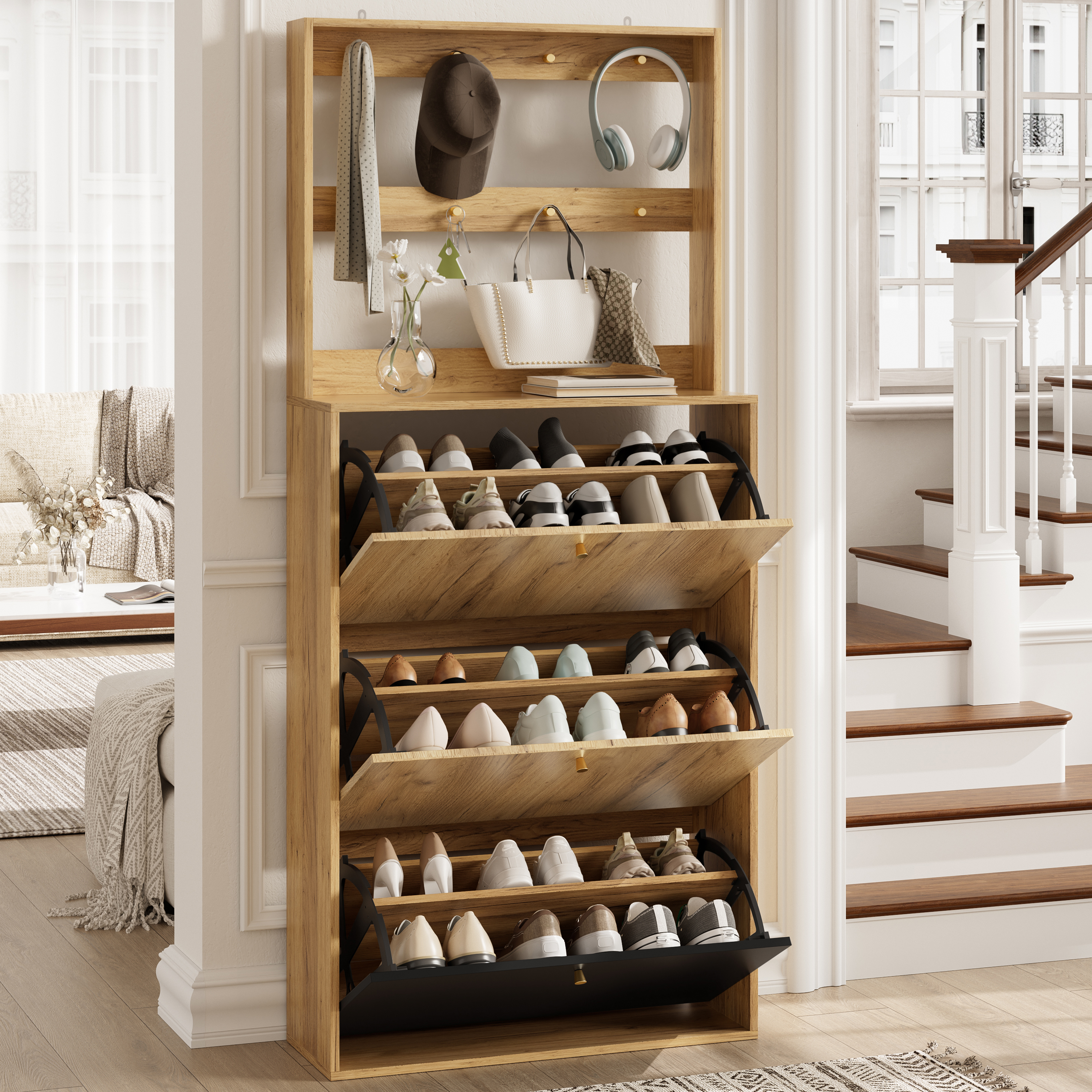 Détail du meuble à chaussures