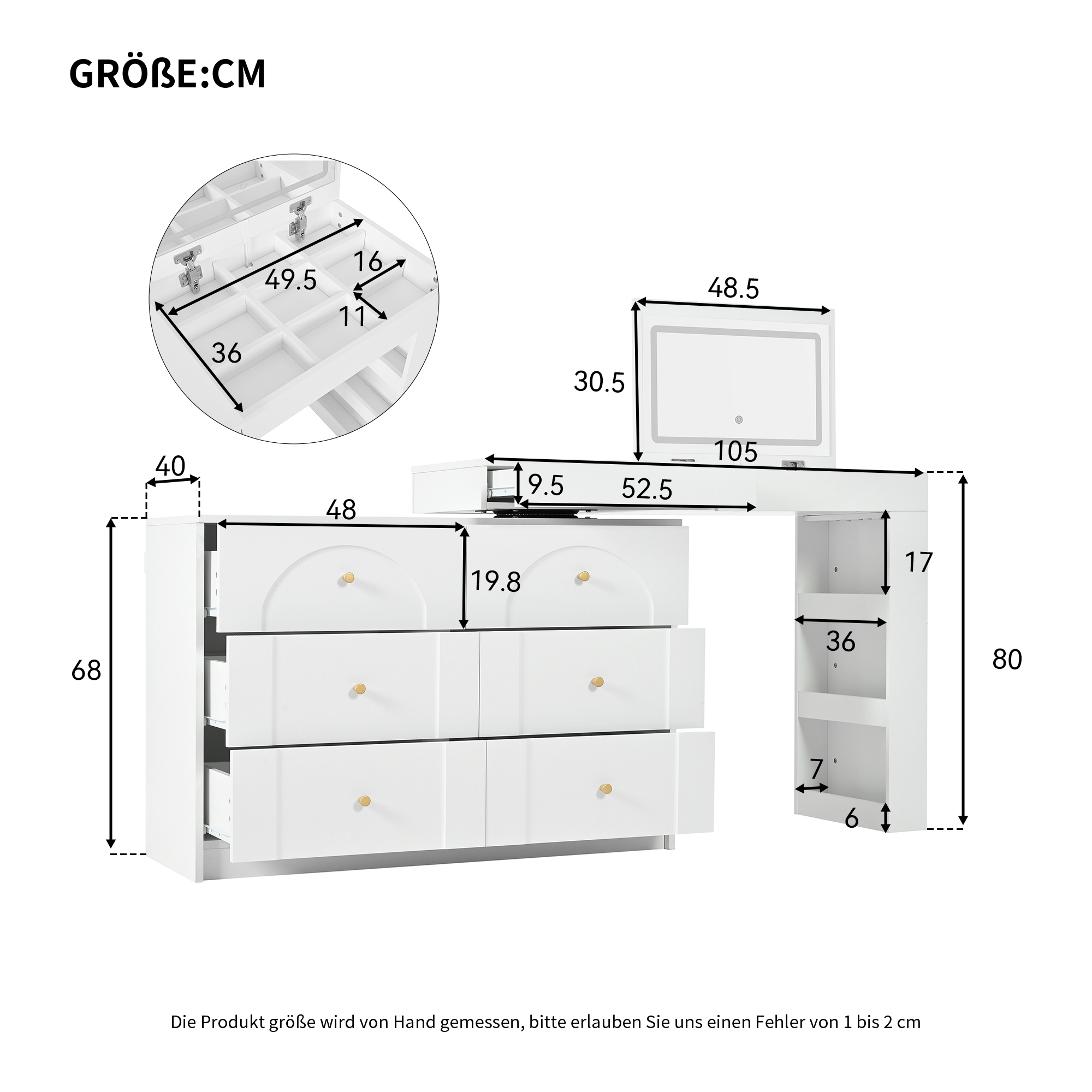 Dimensions du coiffeuse