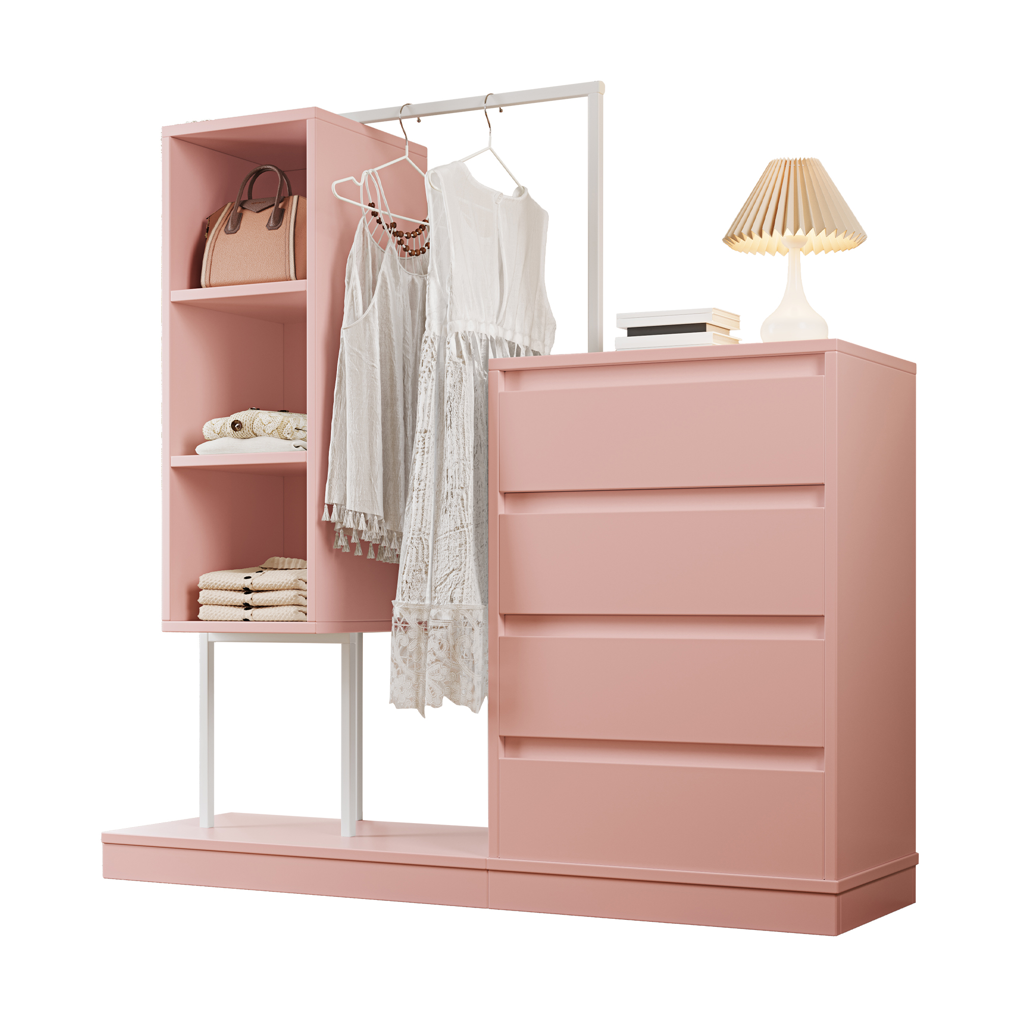 Buffet, avec tiroirs, 140 x 40 x 135 cm, panneaux de particules, rose - vue 3