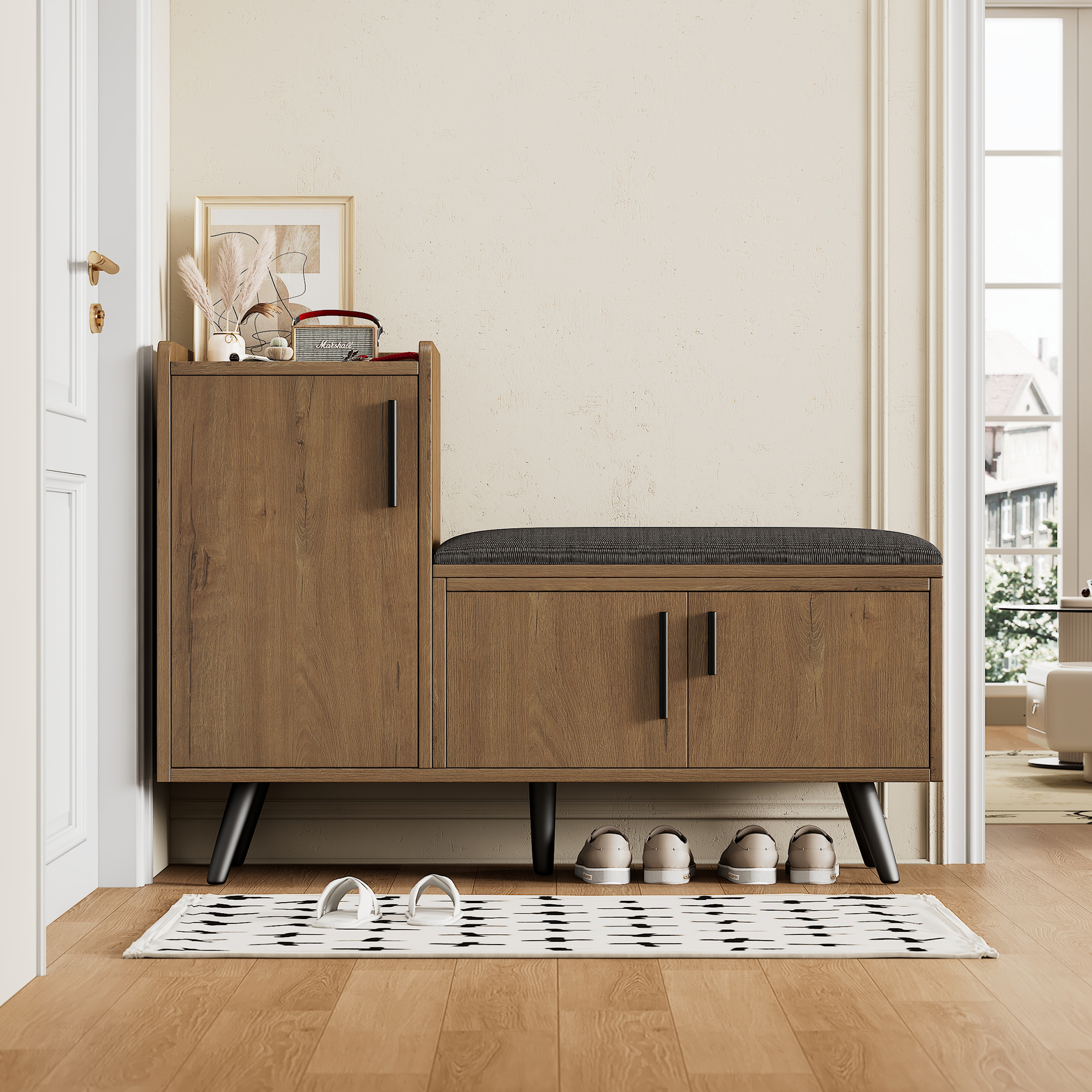 Moderne Schuhbank Schuhtruhe Sitzbank mit drei Sta