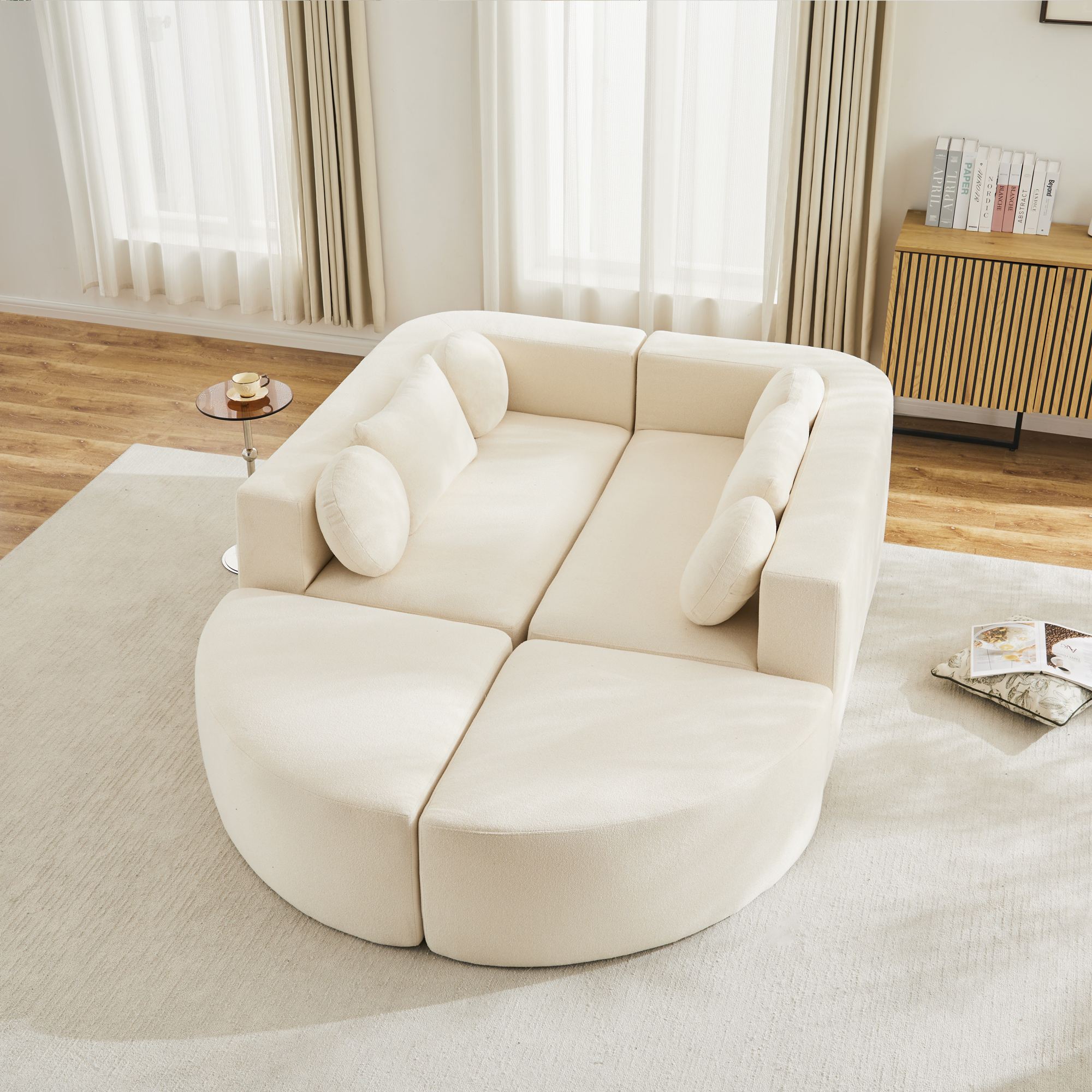 Canapé modulaire 4 places beige chenille sans montage