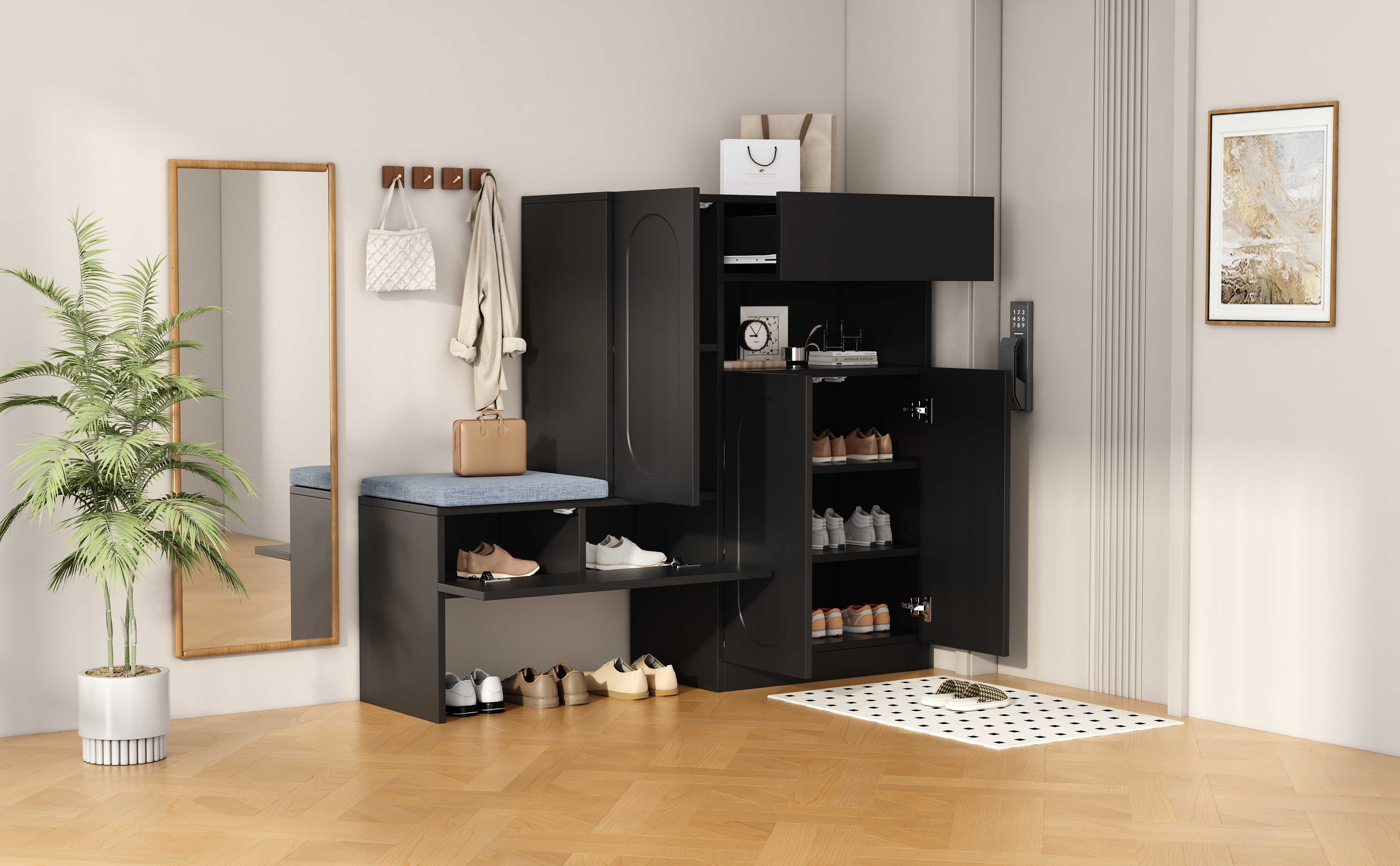 Armoire à chaussures 2-en-1 avec banc intégré, por - image 6