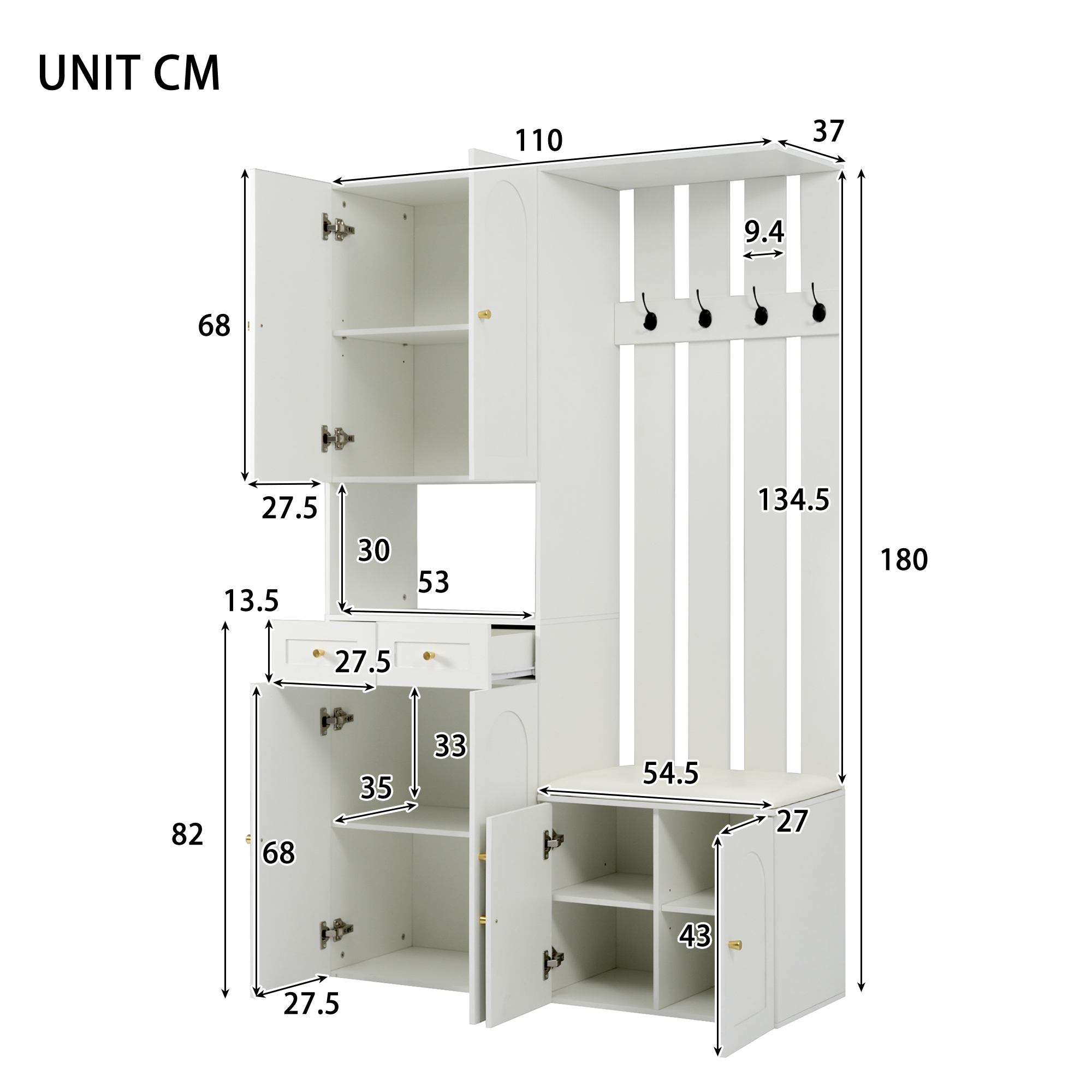 Dimensions du meuble d'entrée