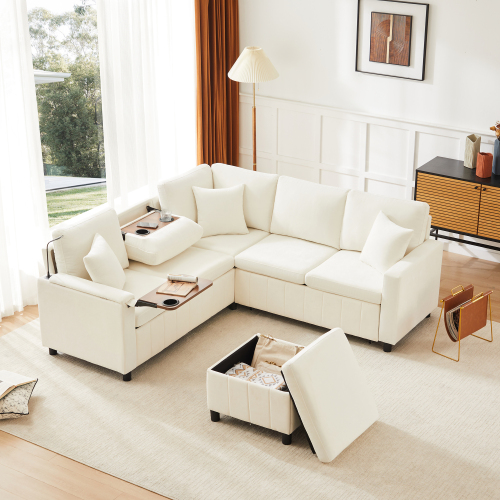 Pouf modulable avec espace de rangement