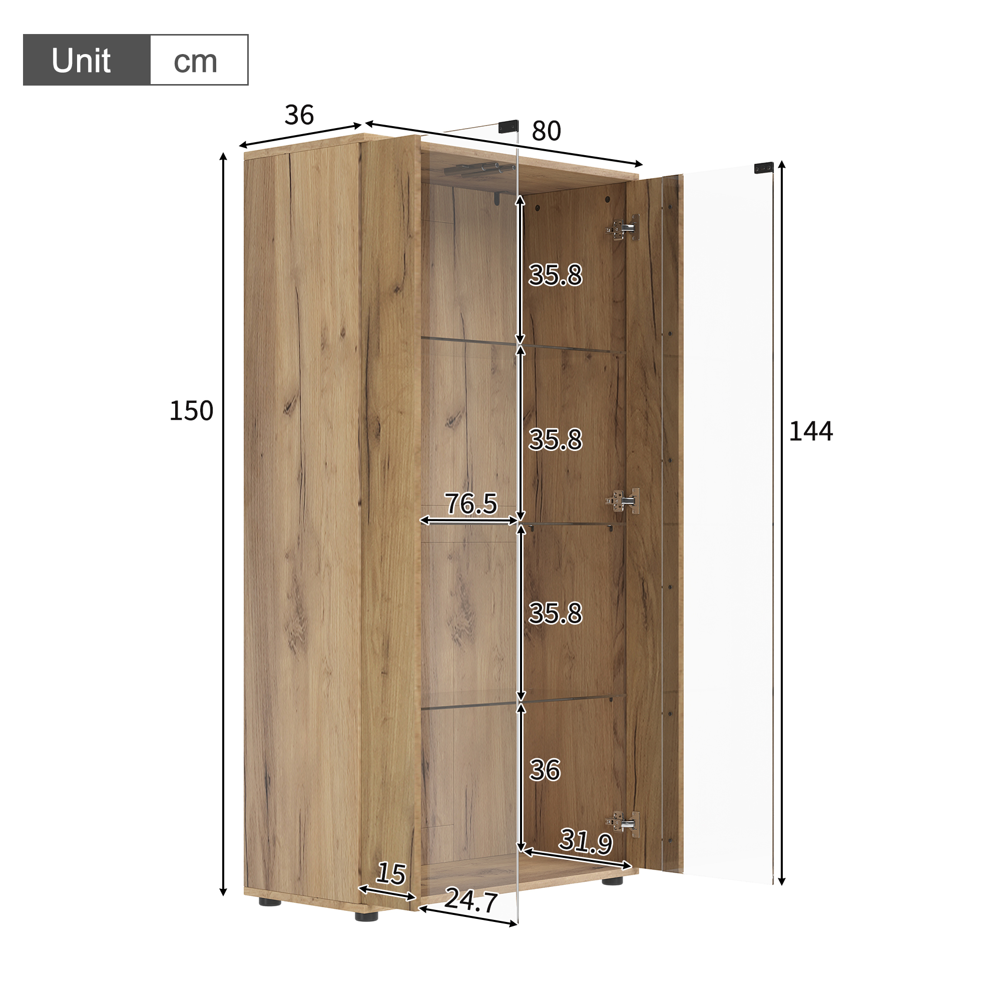 Vue complète de la vitrine LED naturelle