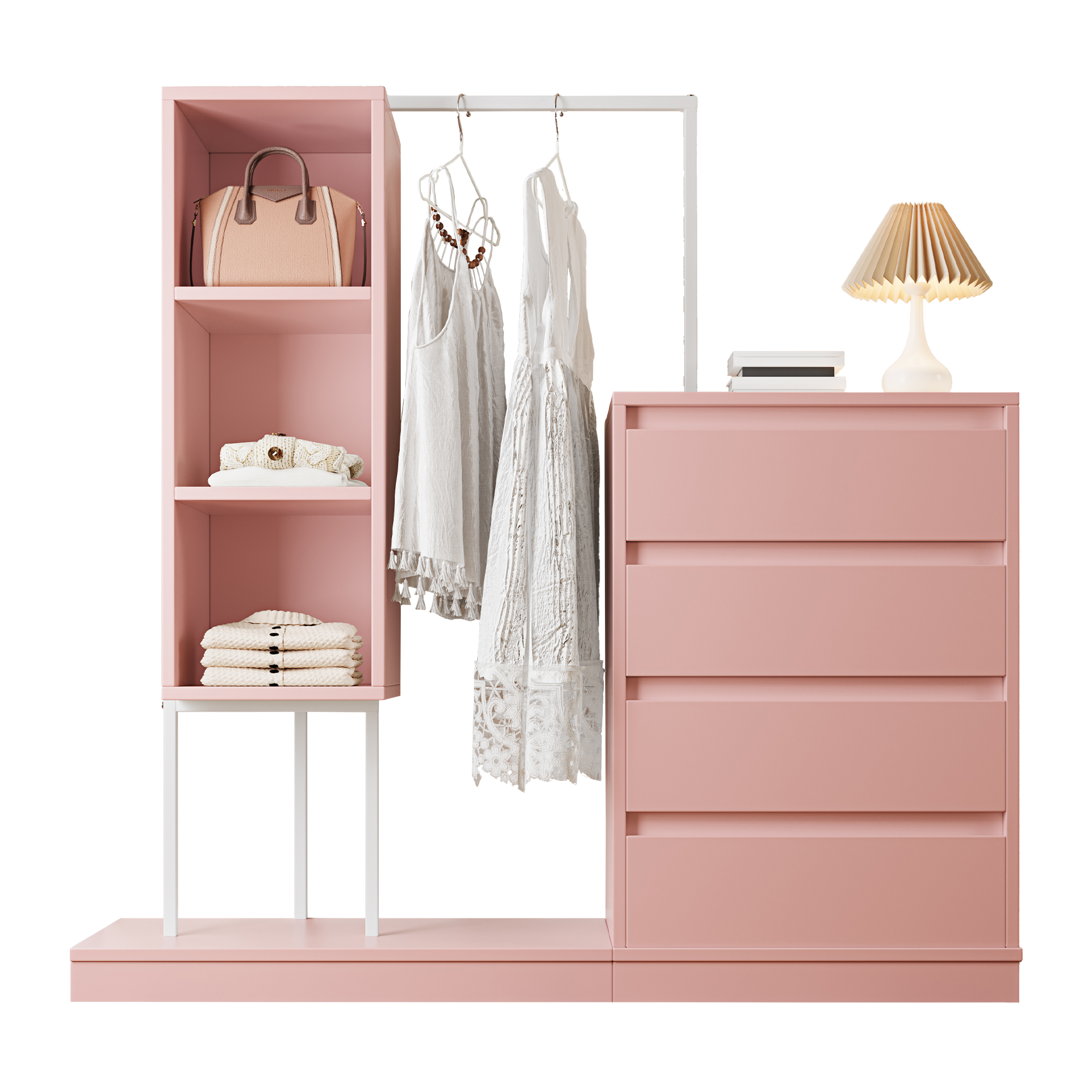 Buffet, avec tiroirs, 140 x 40 x 135 cm, panneaux de particules, rose - vue 4