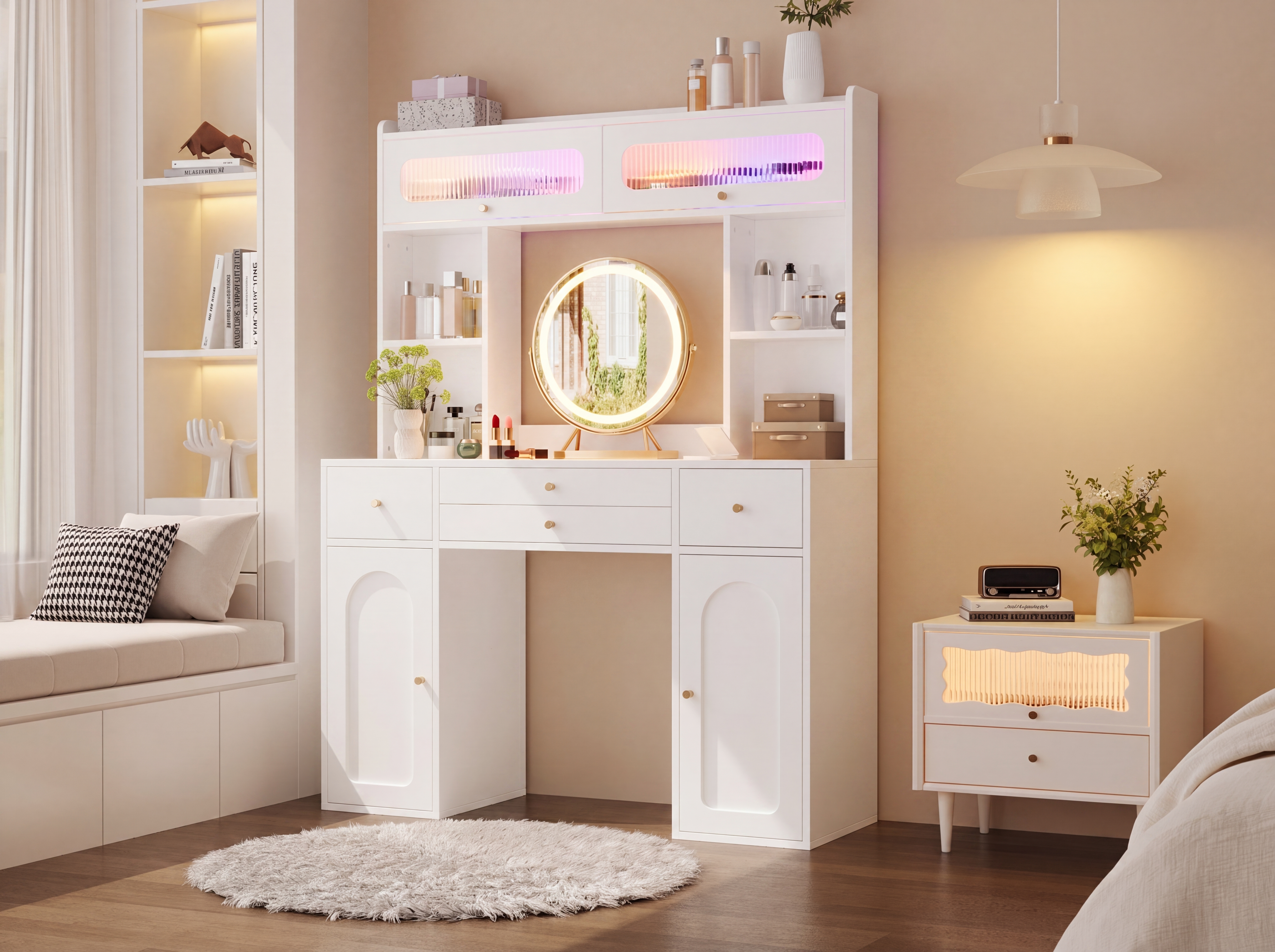 Différents modes d'éclairage du miroir