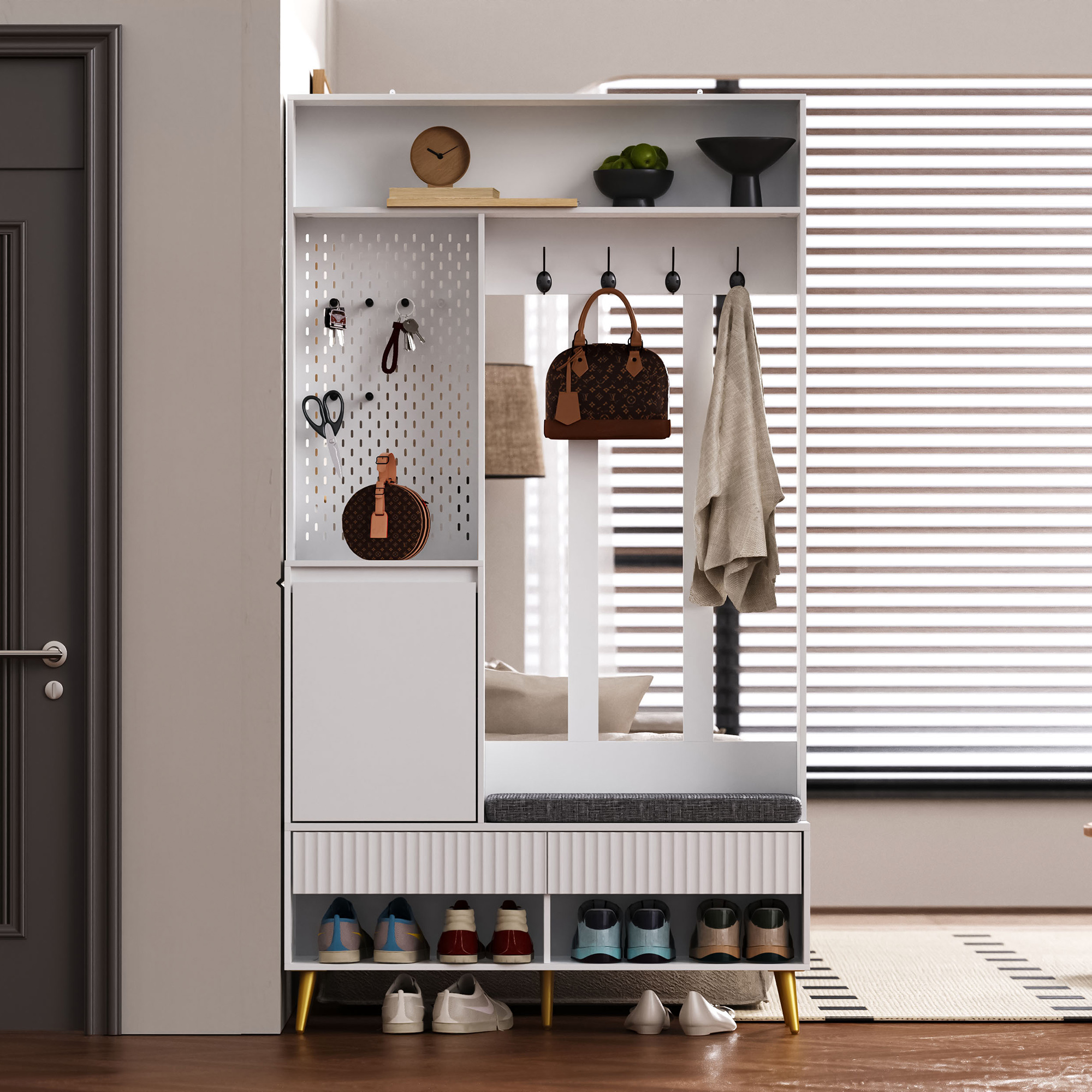 Garderoben-set, Wandgarderobe, Flurgarderobe Set m