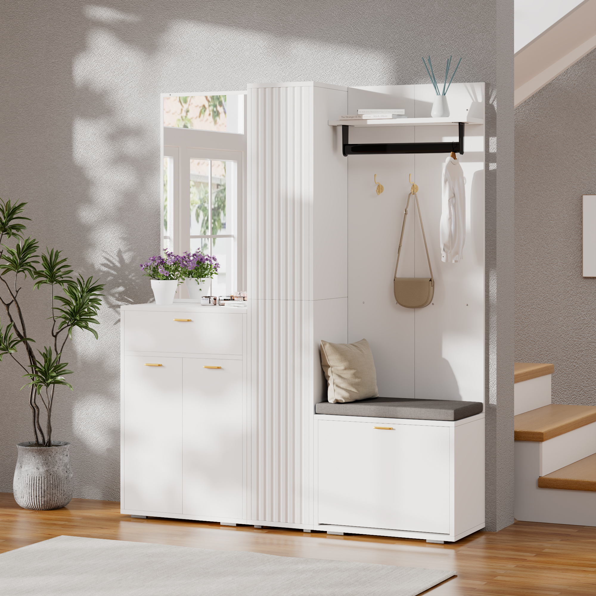 Partie banc et penderie du vestiaire