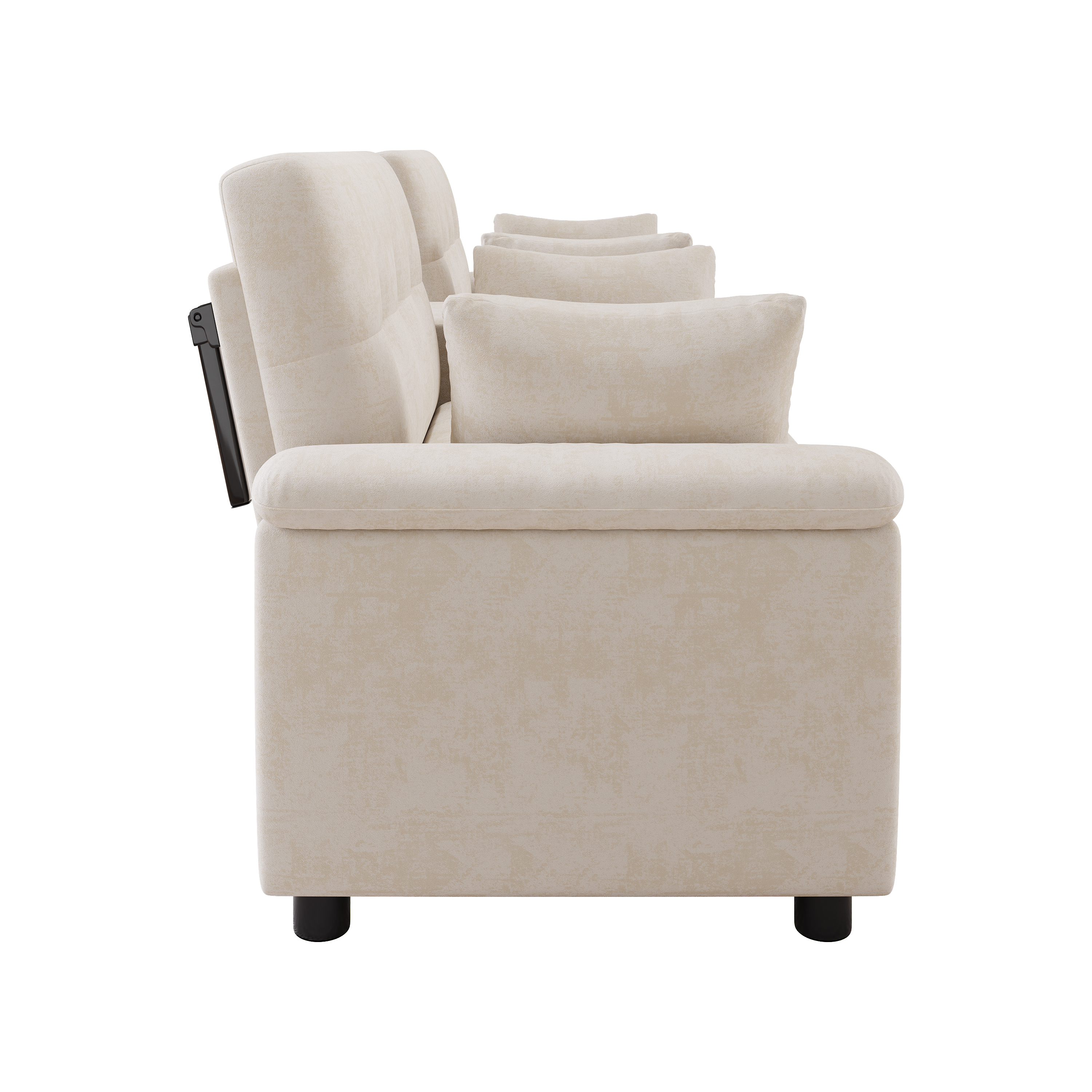 Canapé d’angle convertible en U 4 places en chenille avec rangement, USB/Type-C et porte-gobelets, Beige, 284 x 138 x 89 cm - points forts 1