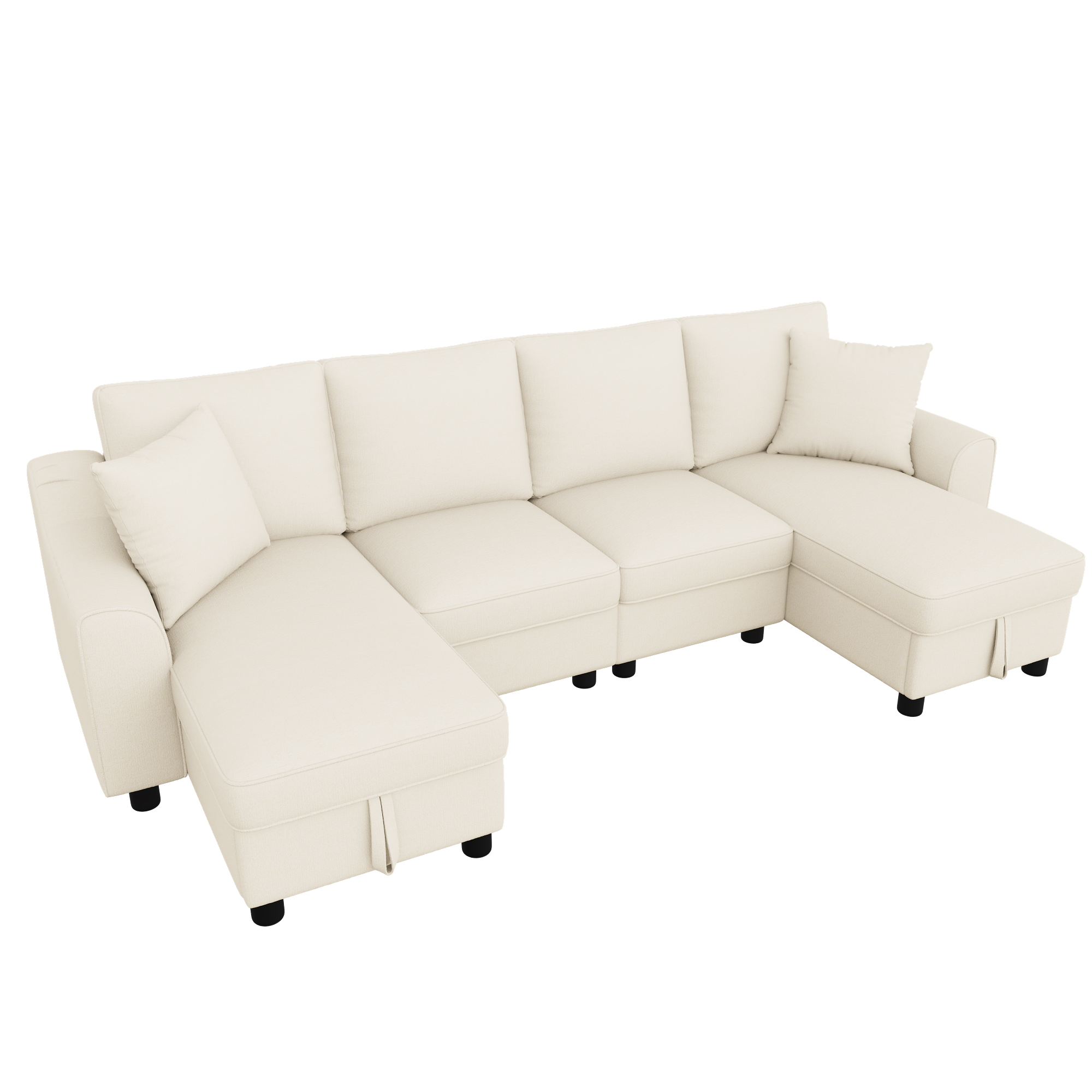 Détail canapé chenille beige confort
