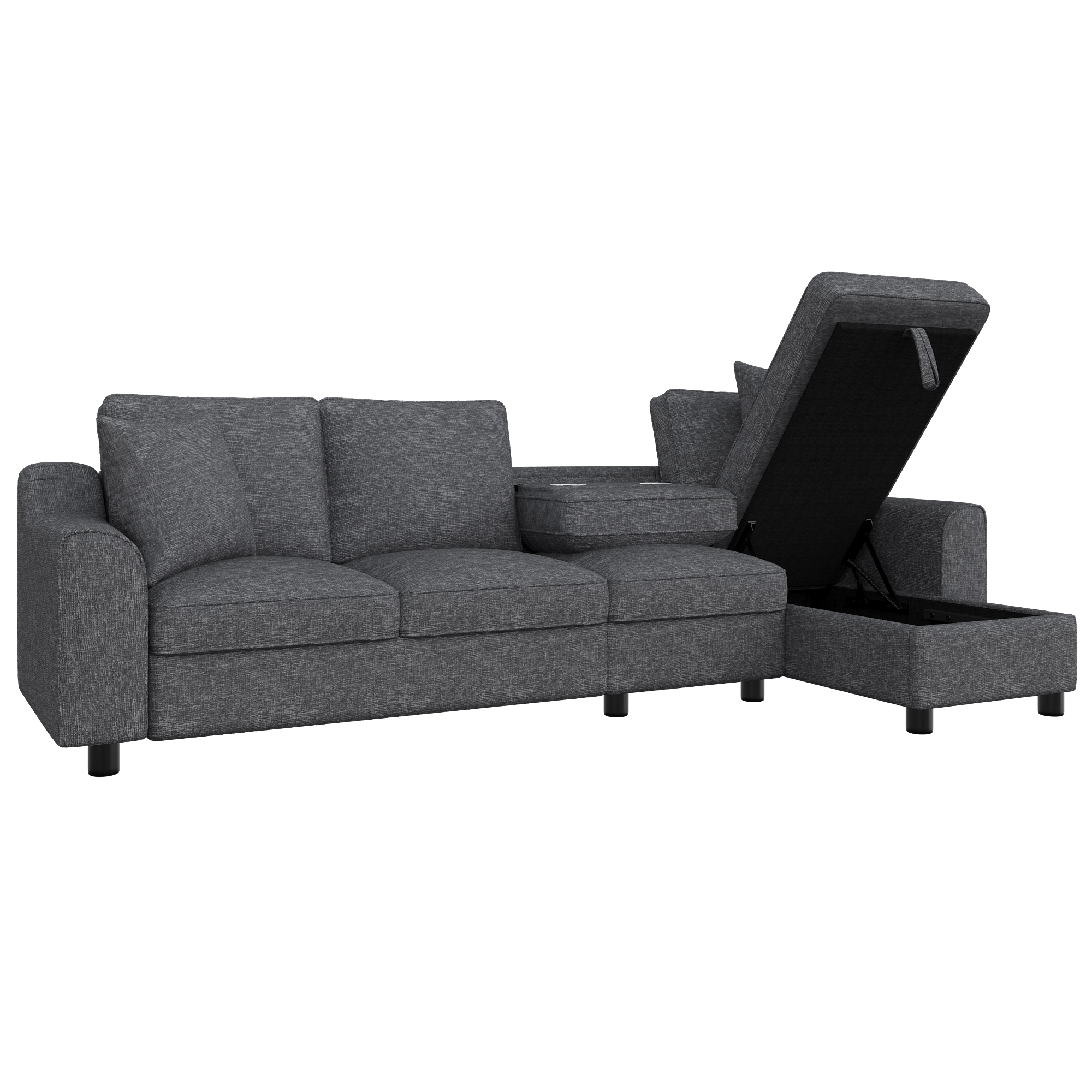 Canapé L modulable salon moderne gris