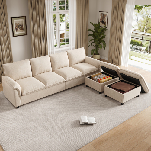 Compartiment de rangement intégré dans le pouf