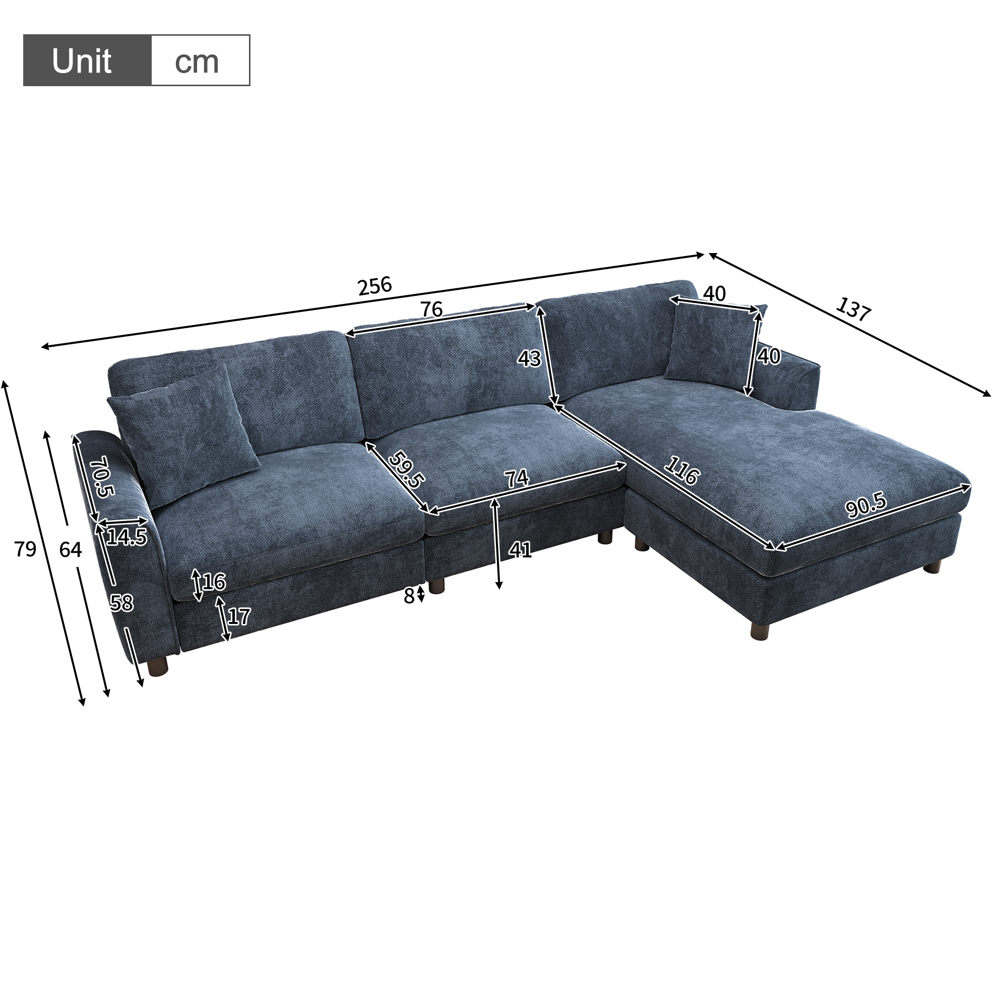 Canapé modulable bleu