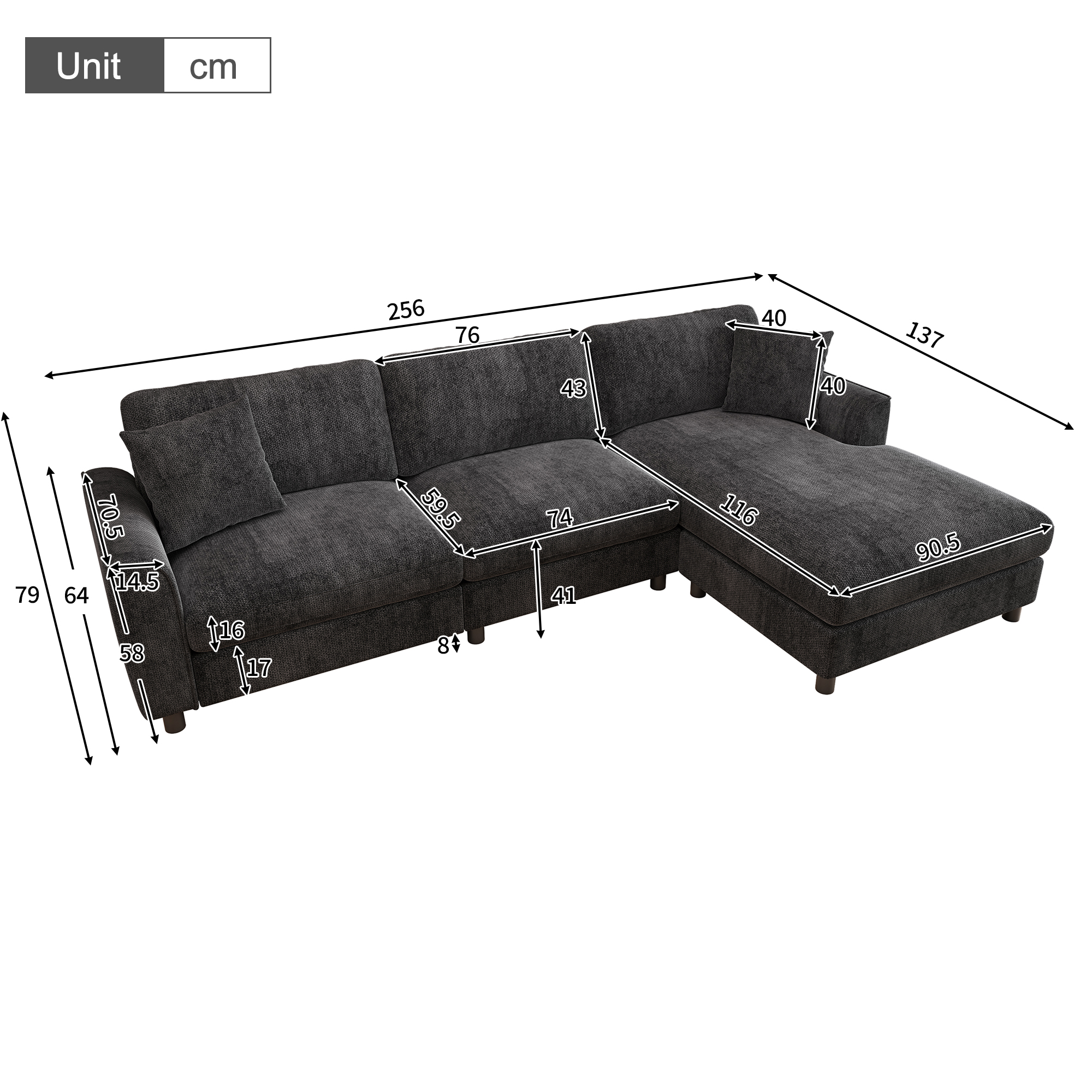 Canapé modulable gris
