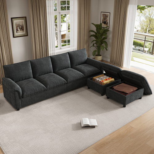 Compartiment de rangement dissimulé dans un pouf