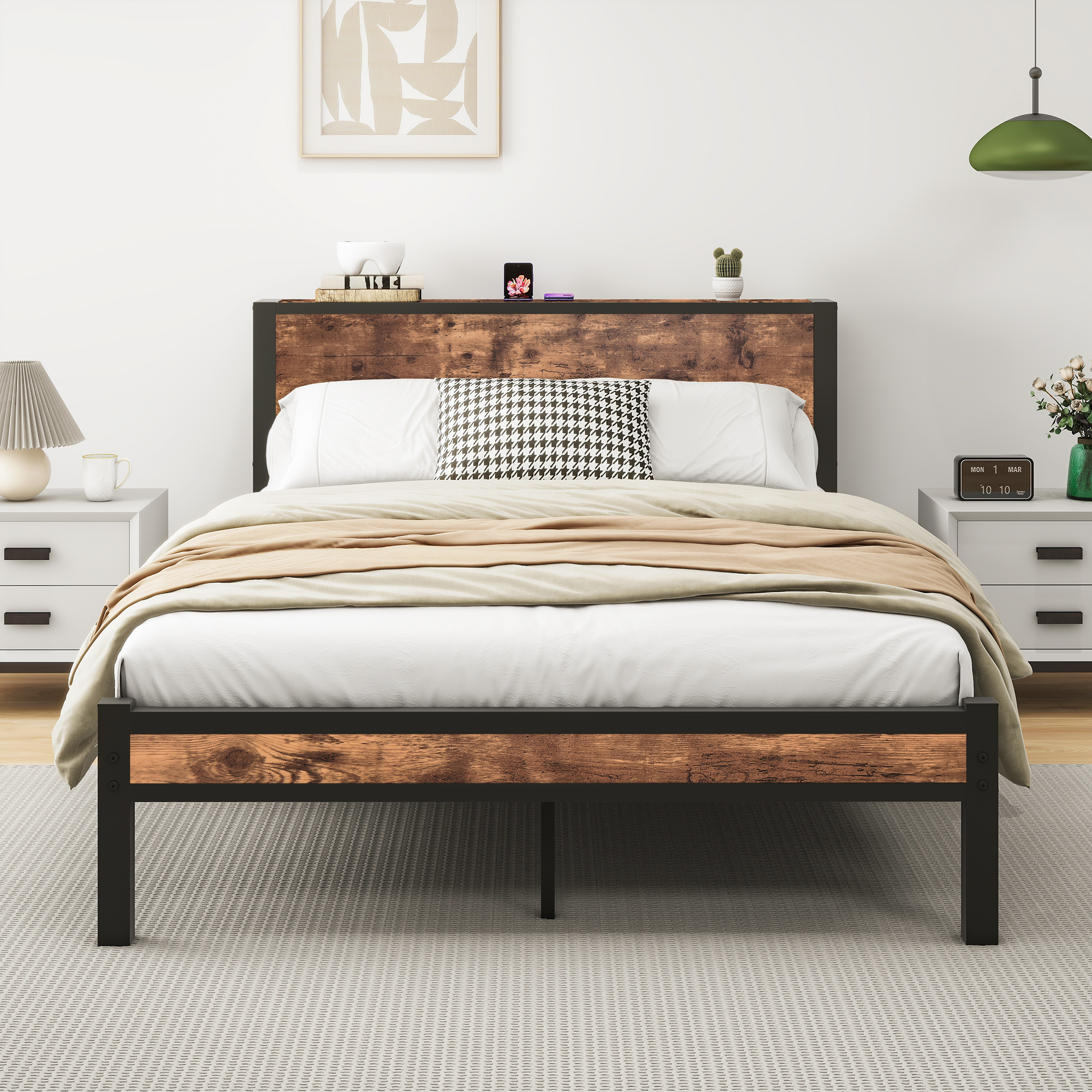 Lit Marron antique 140 x 200 cm 2
