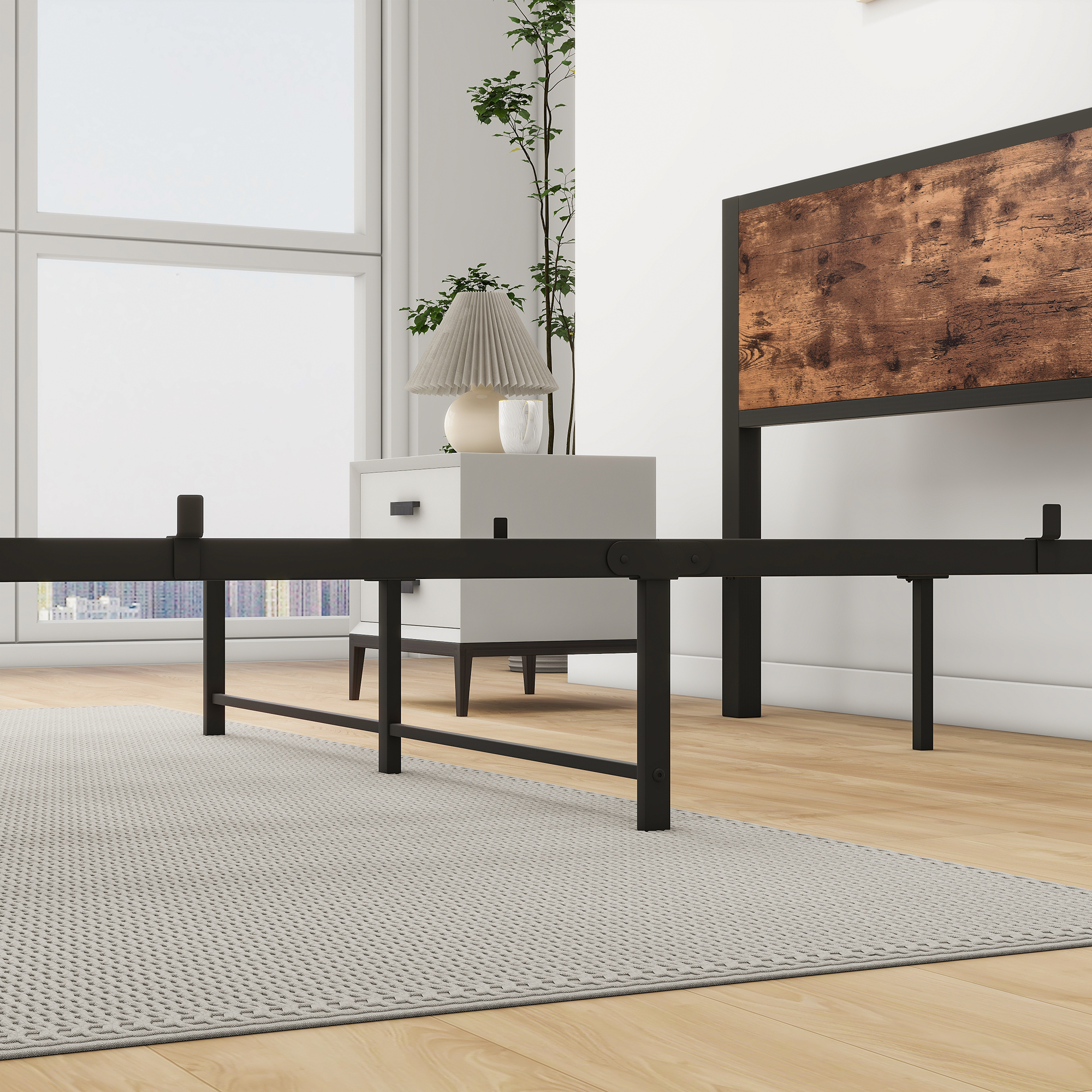 Lit Marron antique 140 x 200 cm 6
