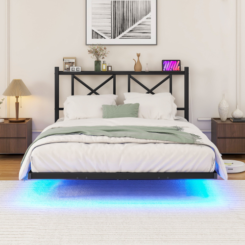 Éclairage LED ambiant sous le lit