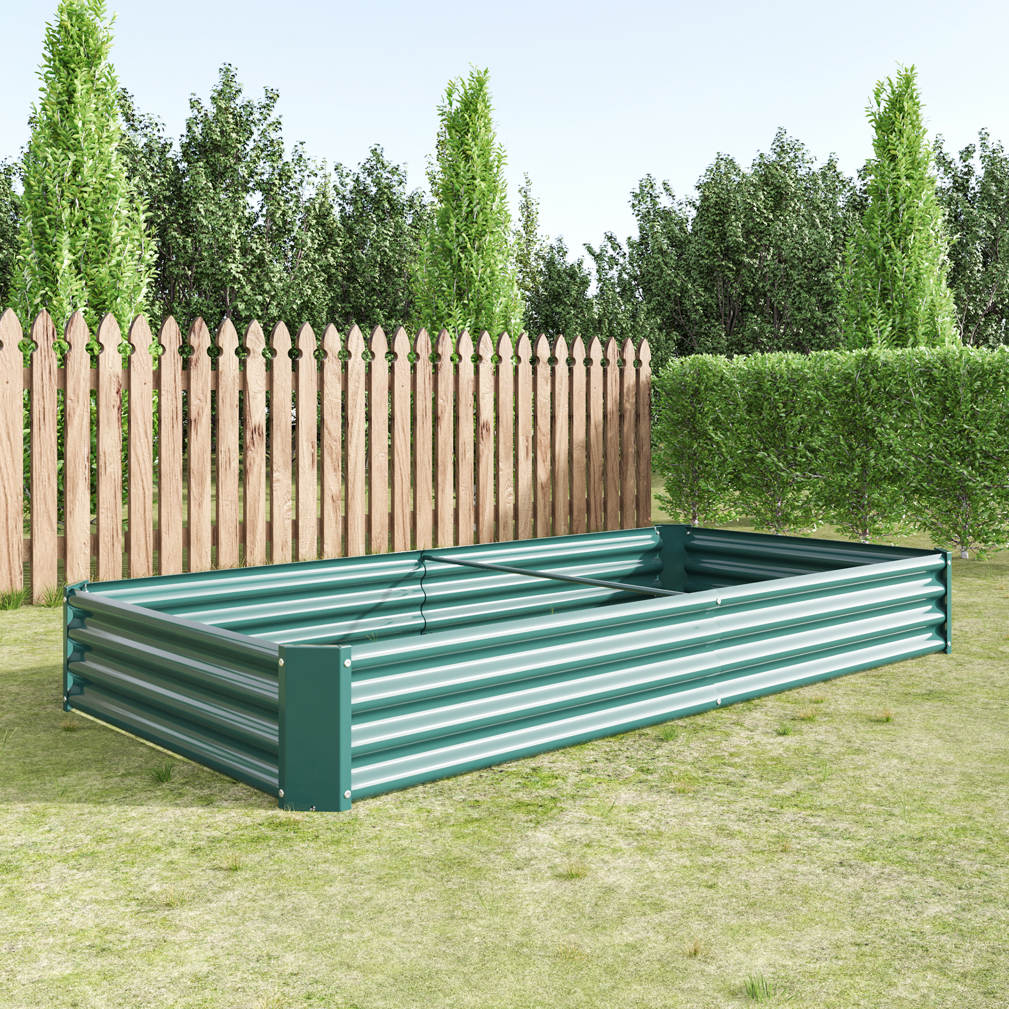 Carré potager surélevé 232 x 113,5 x 30 cm, acier galvanisé 0,6 mm, fond ouvert, Vert - vue principale