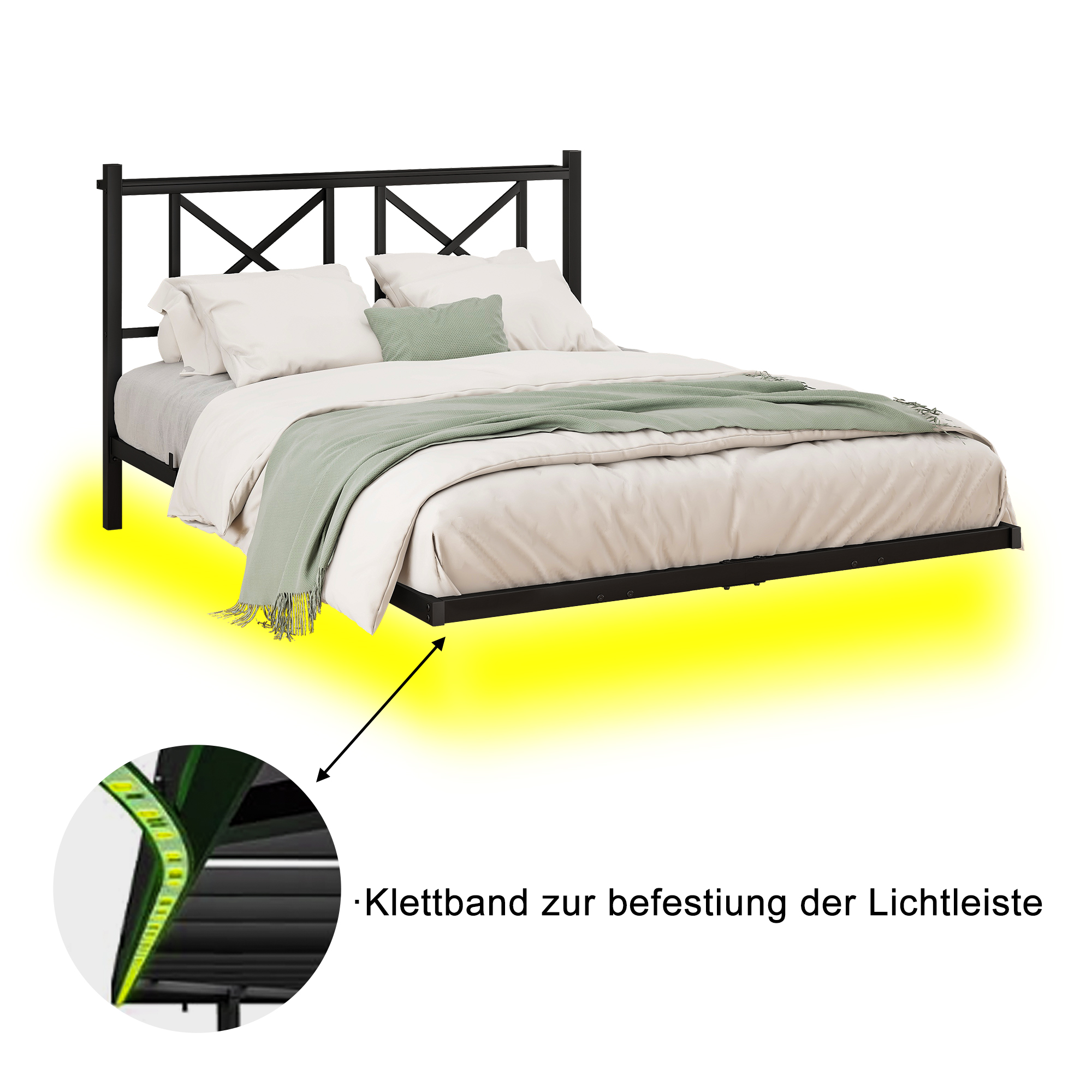 Design de lit flottant avec éclairage LED
