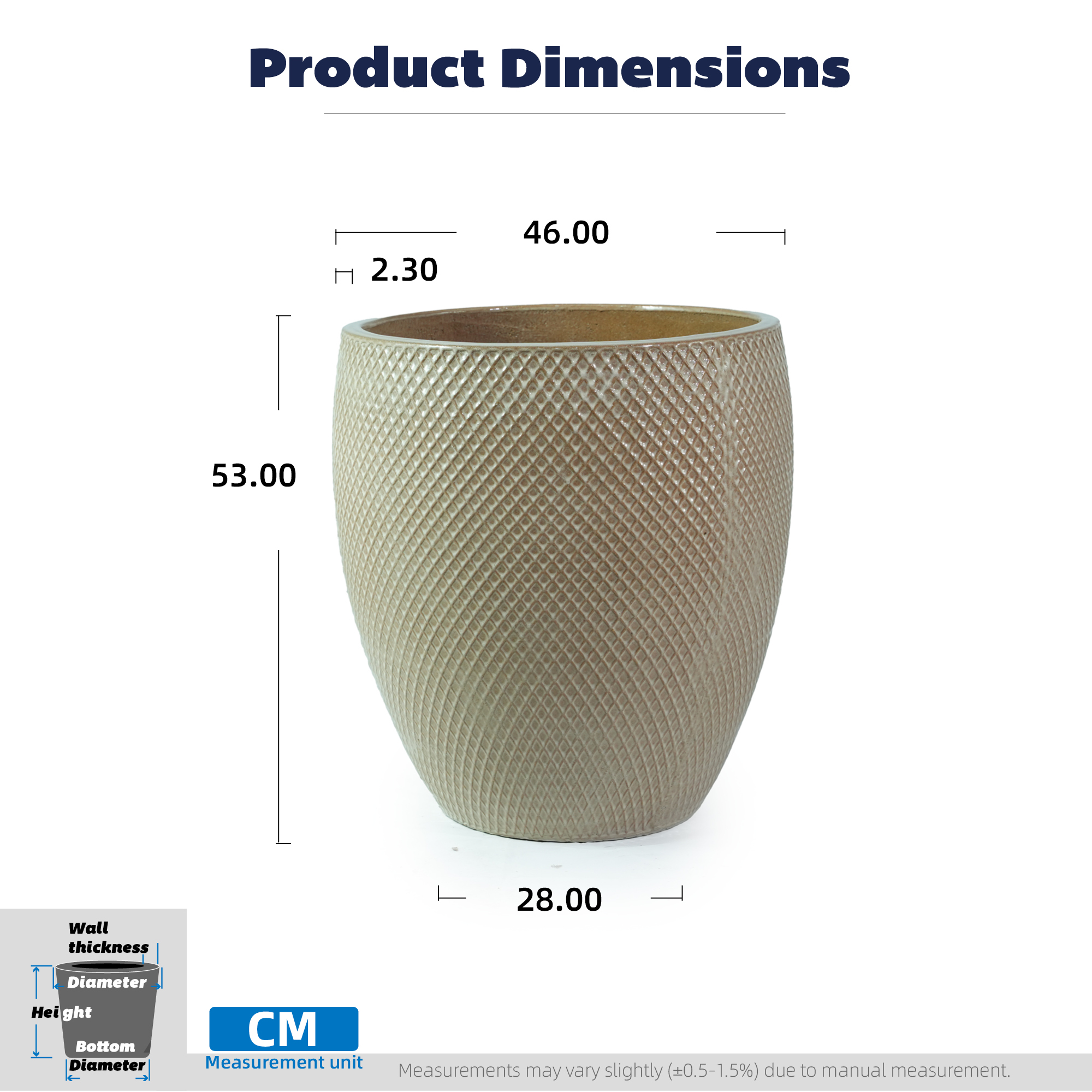 Dimensions du bac à plantes