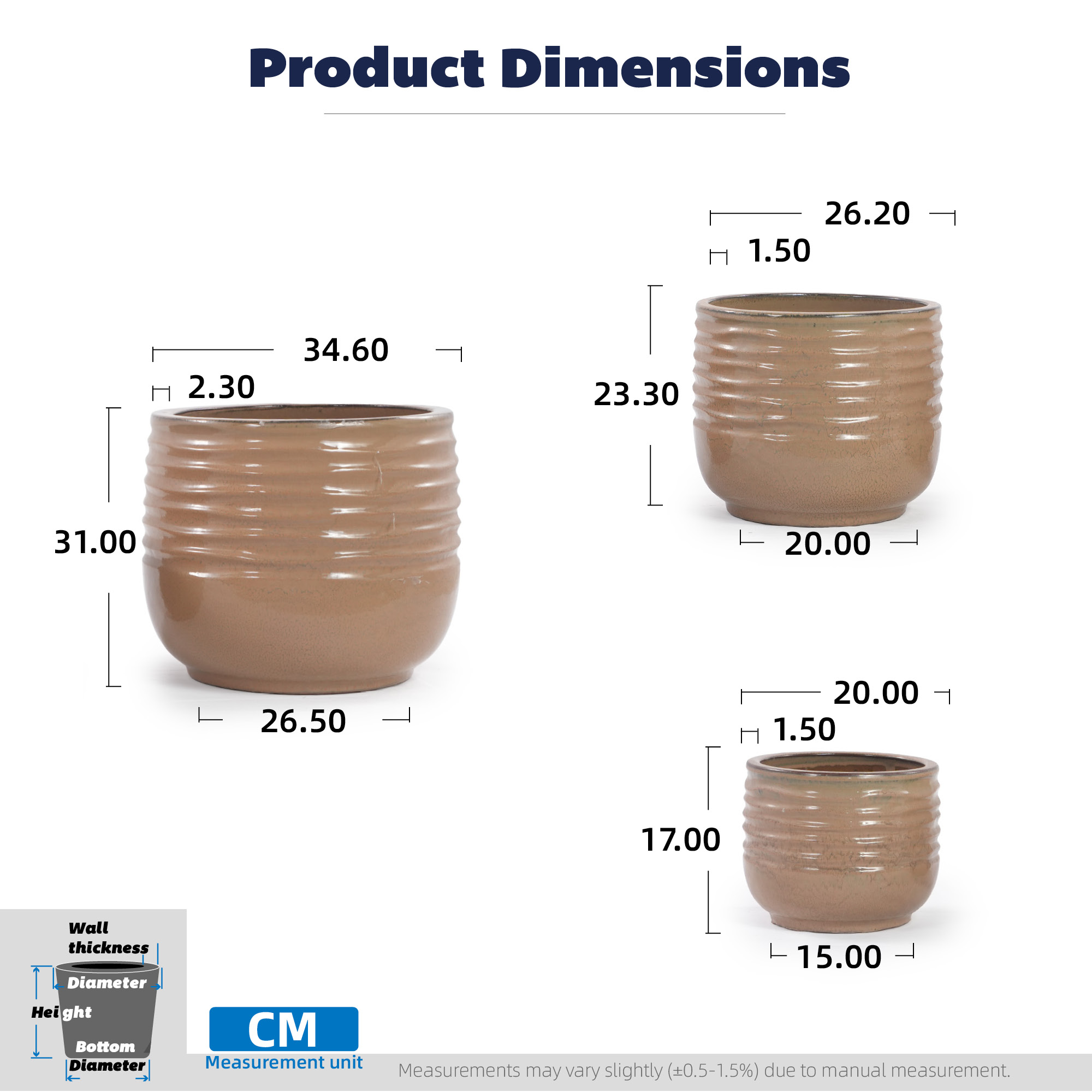 Pot céramique artisanal compact Ø20 cm vue générale