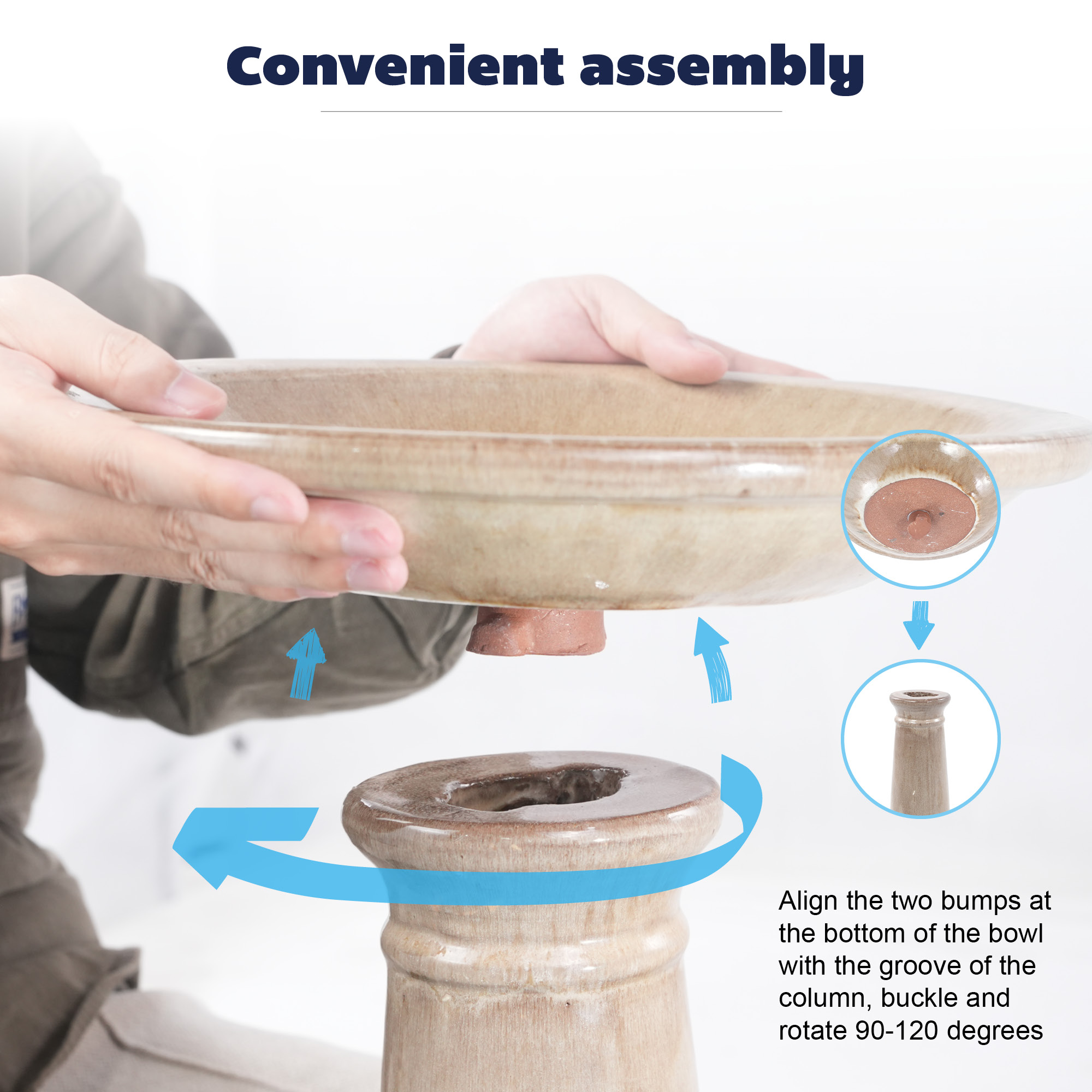 Dimensions bac Ø31,5 cm hauteur totale 38 cm, piédestal haut protège oiseaux prédateurs