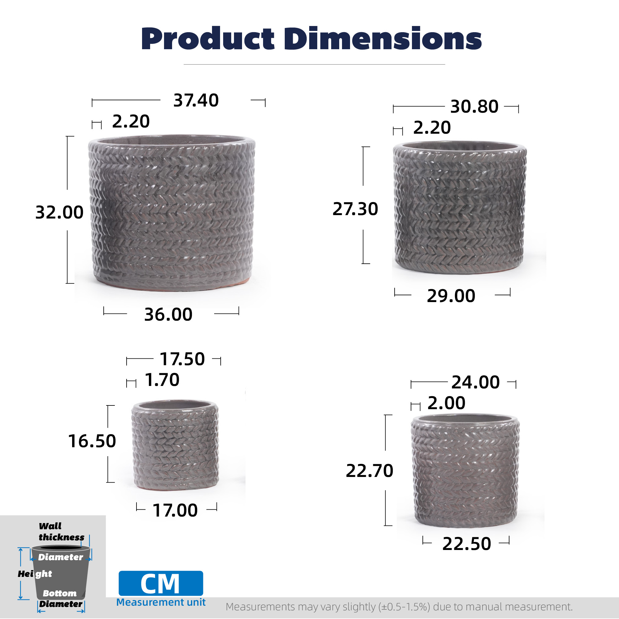 Dimensions du bac à plantes