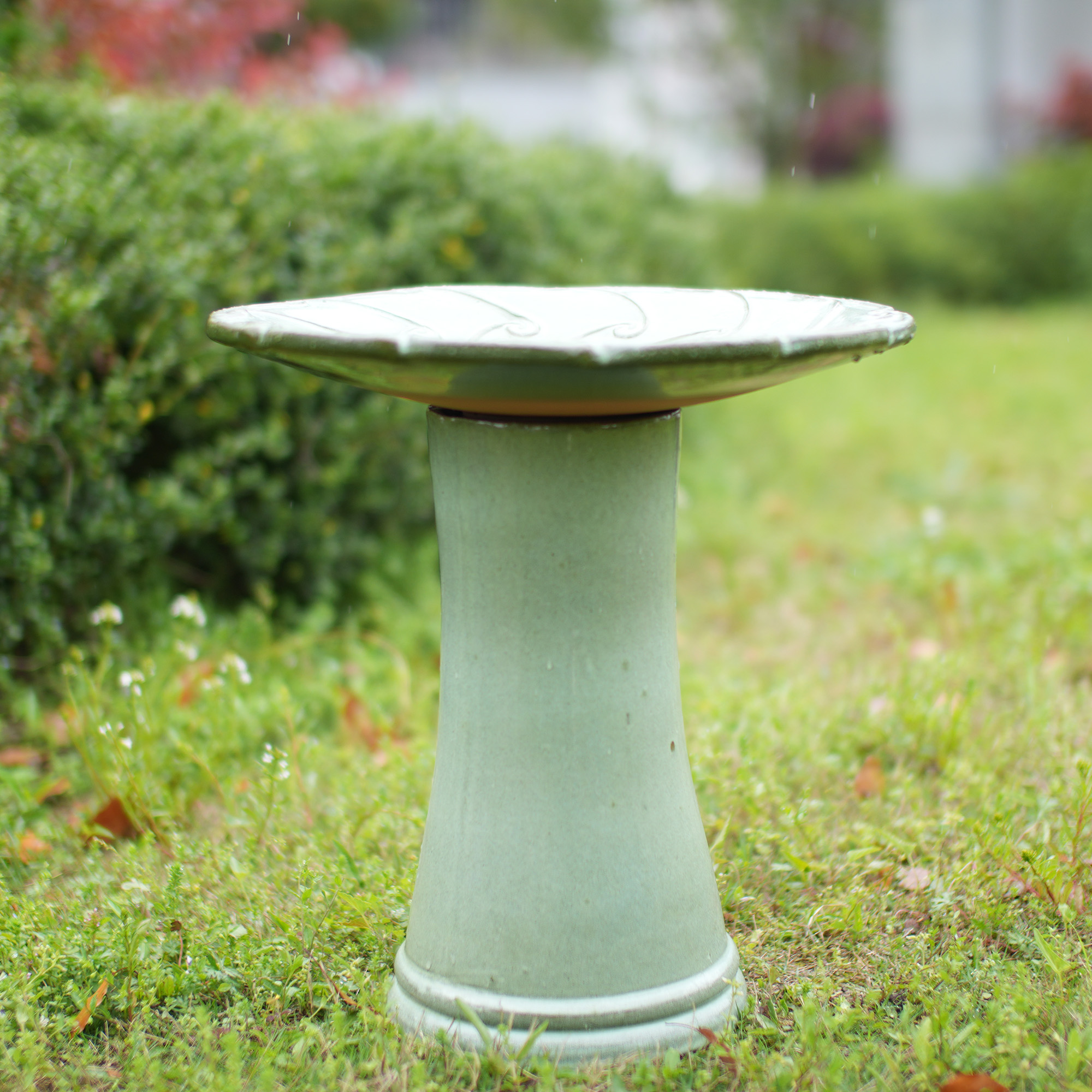 Bain‑oiseaux céramique artisanal Ø43 cm H45 cm vue générale