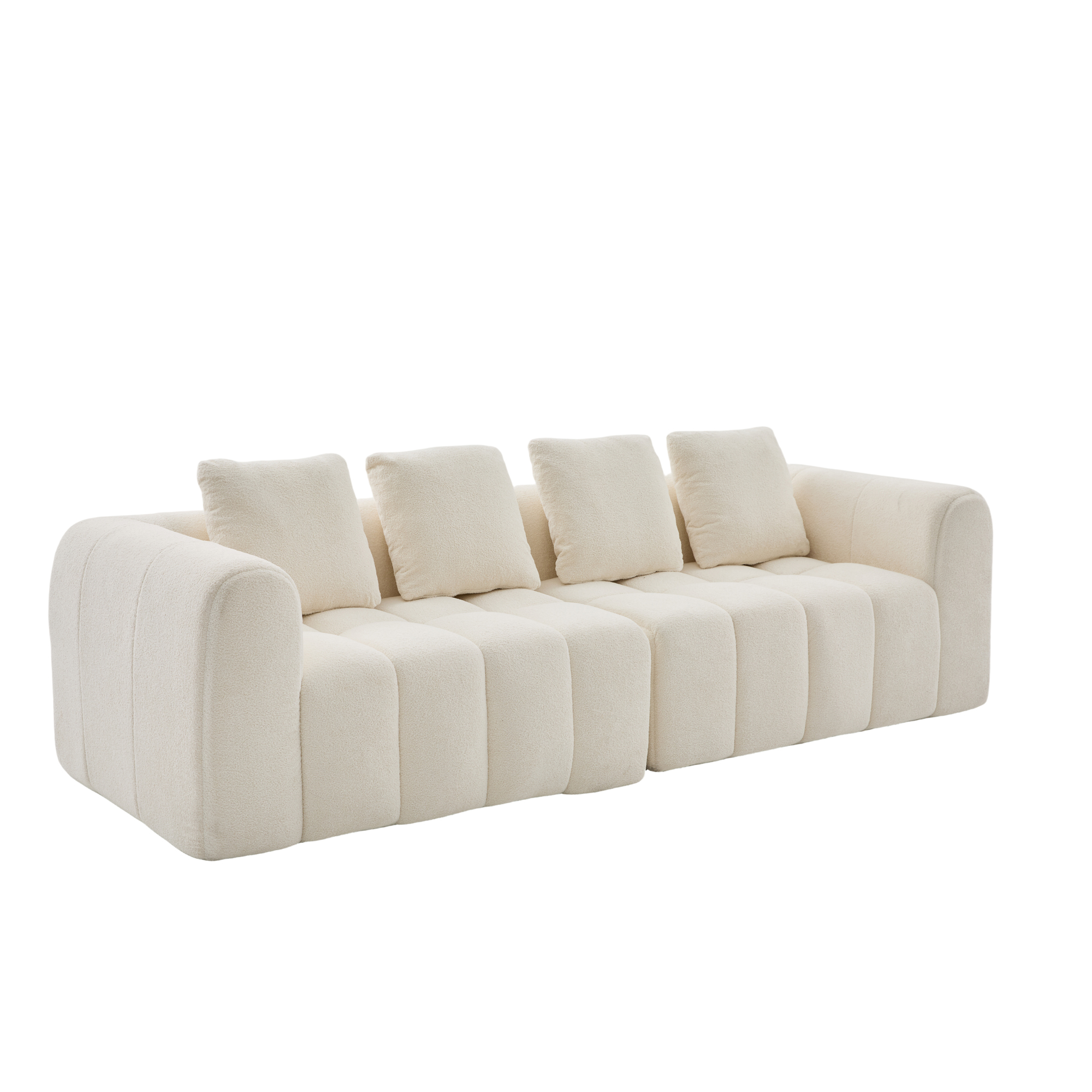 Canapé d’angle modulable 3 places 260 x 95,5 x 70 cm canapé en L avec méridienne, tissu, Beige - vue complémentaire 1