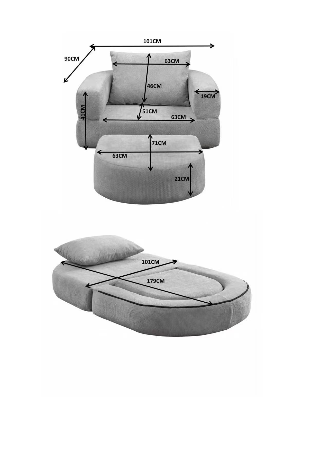 Dimensions du fauteuil convertible