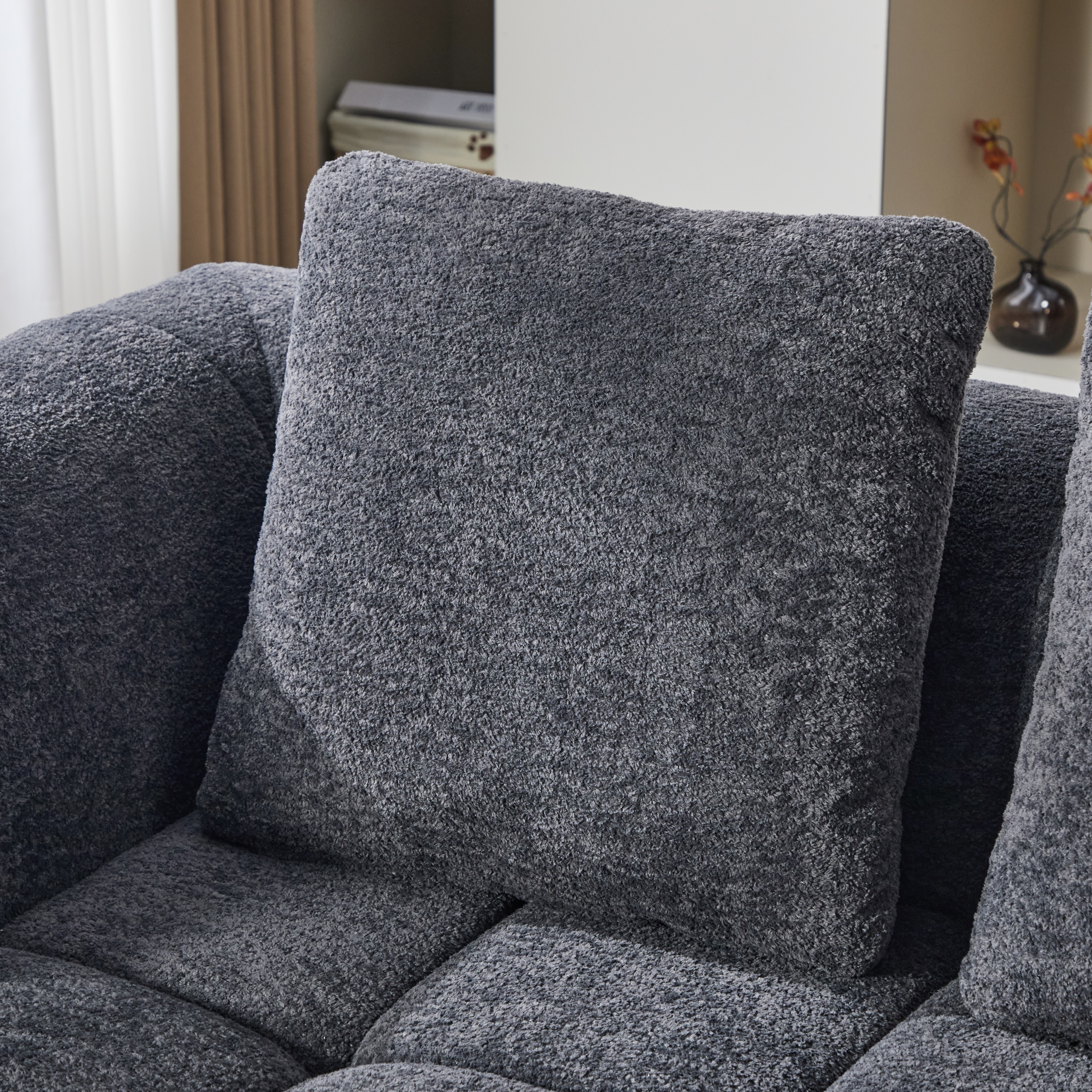 Canapé d’angle modulable 3 places 260 x 95,5 x 70 cm canapé en L avec méridienne, tissu, Gris - spécifications 1