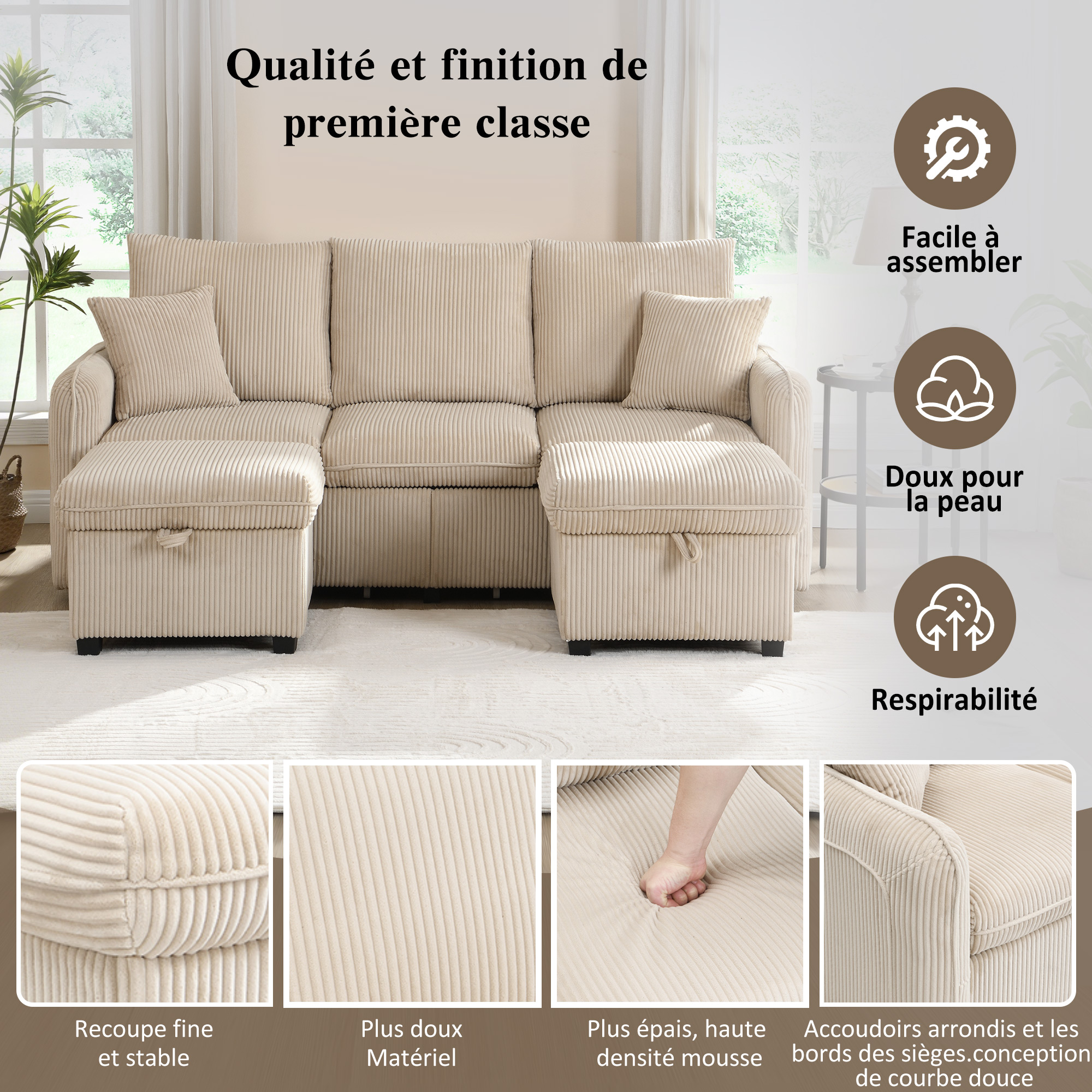 Présentation du canapé d'angle