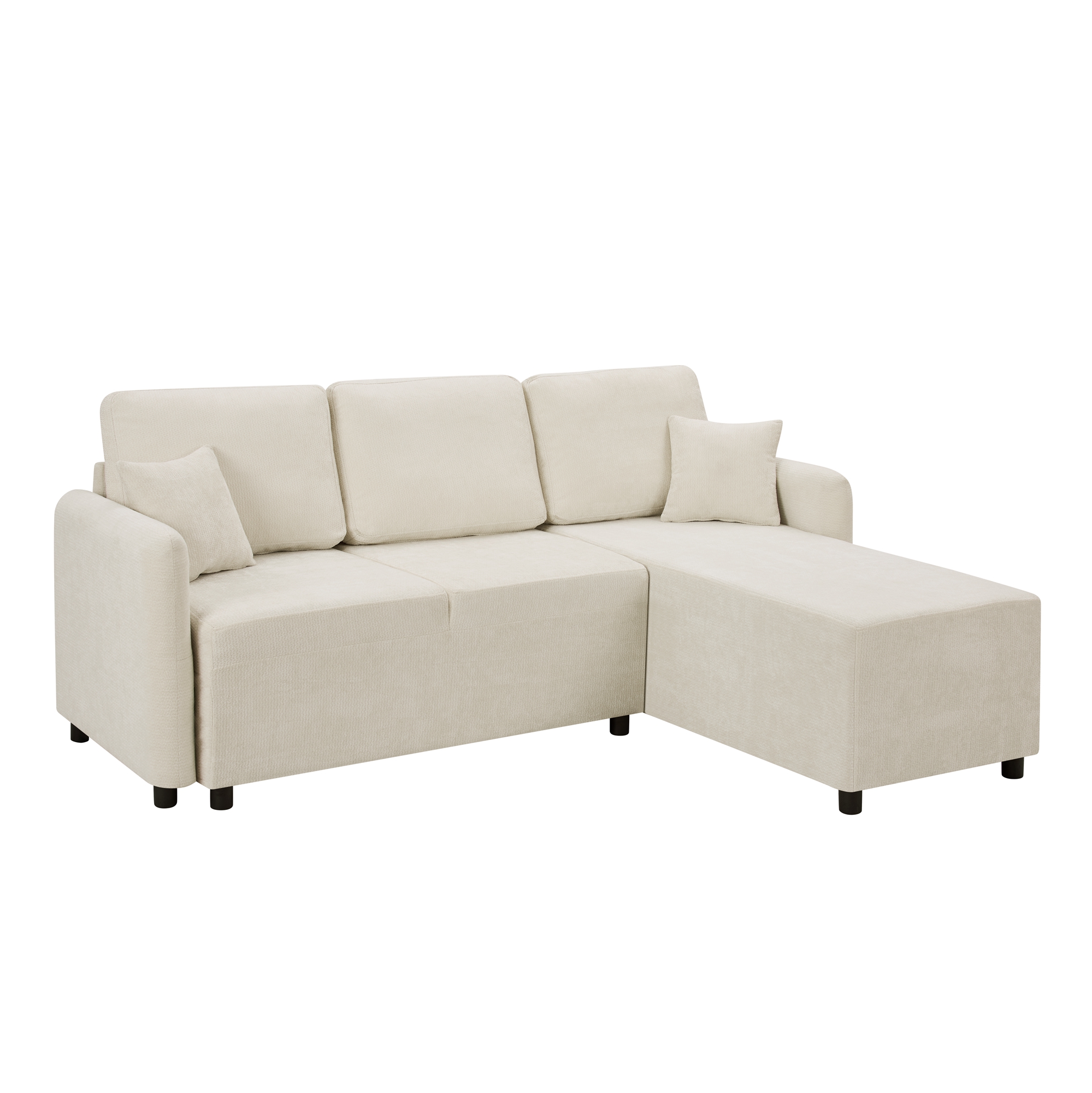 Canapé d’angle en L 3 places 187,5 x 144 x 85,5 cm, en chenille, Light beige - détails