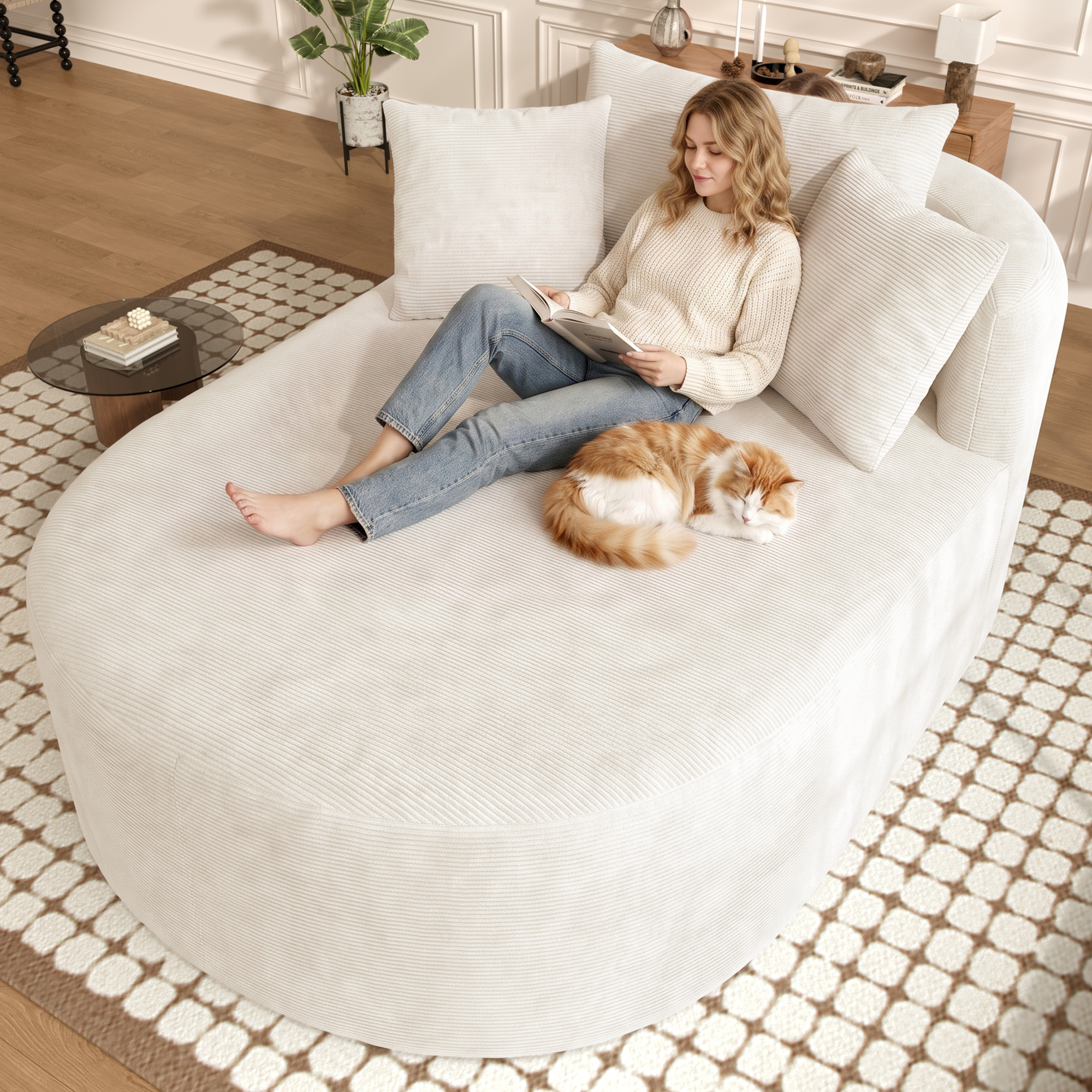 Fauteuil lounge beige clair