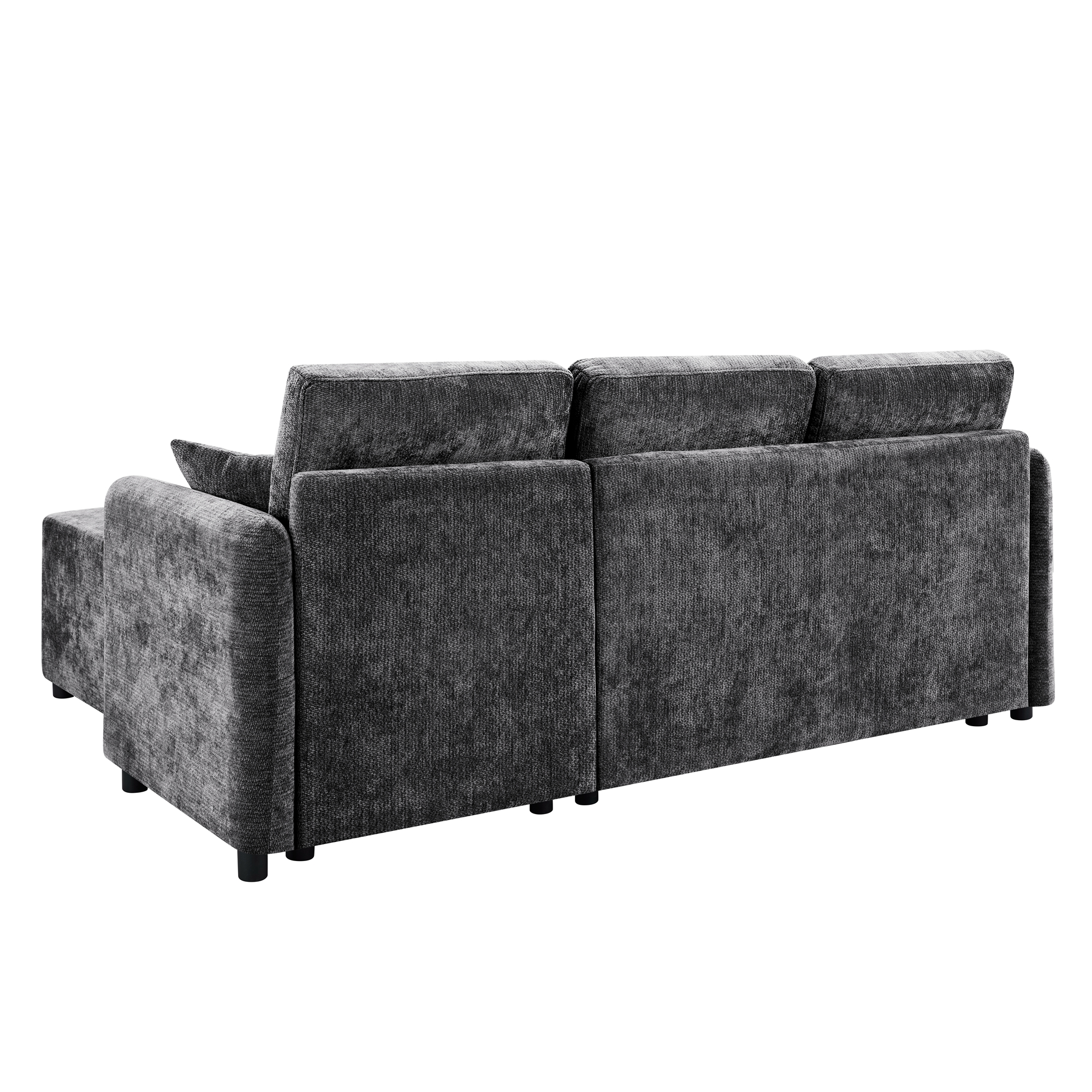 Canapé d’angle en L 3 places 187,5 x 144 x 85,5 cm, en chenille, Noir - dimensions et spécifications