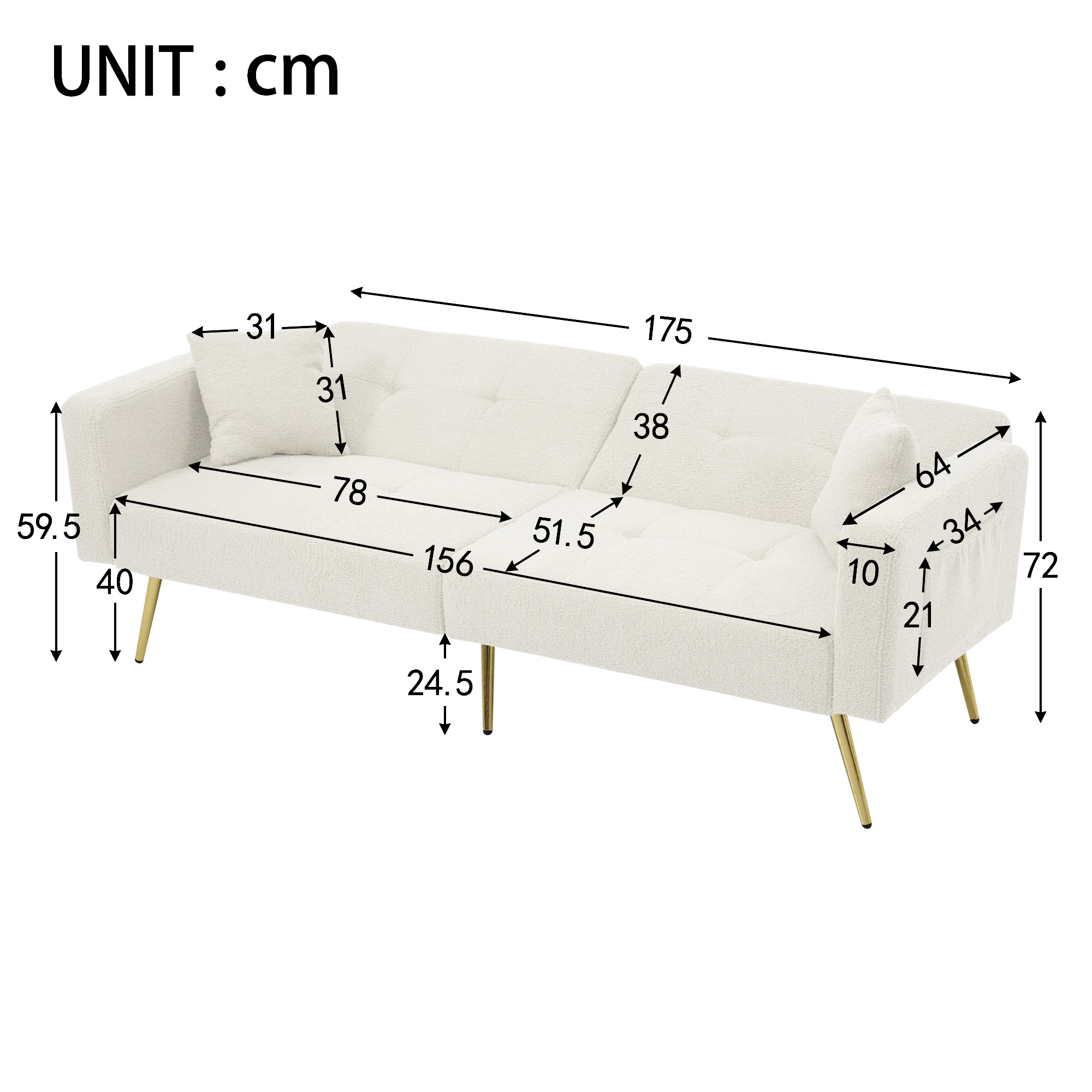 Dimensions du canapé convertible