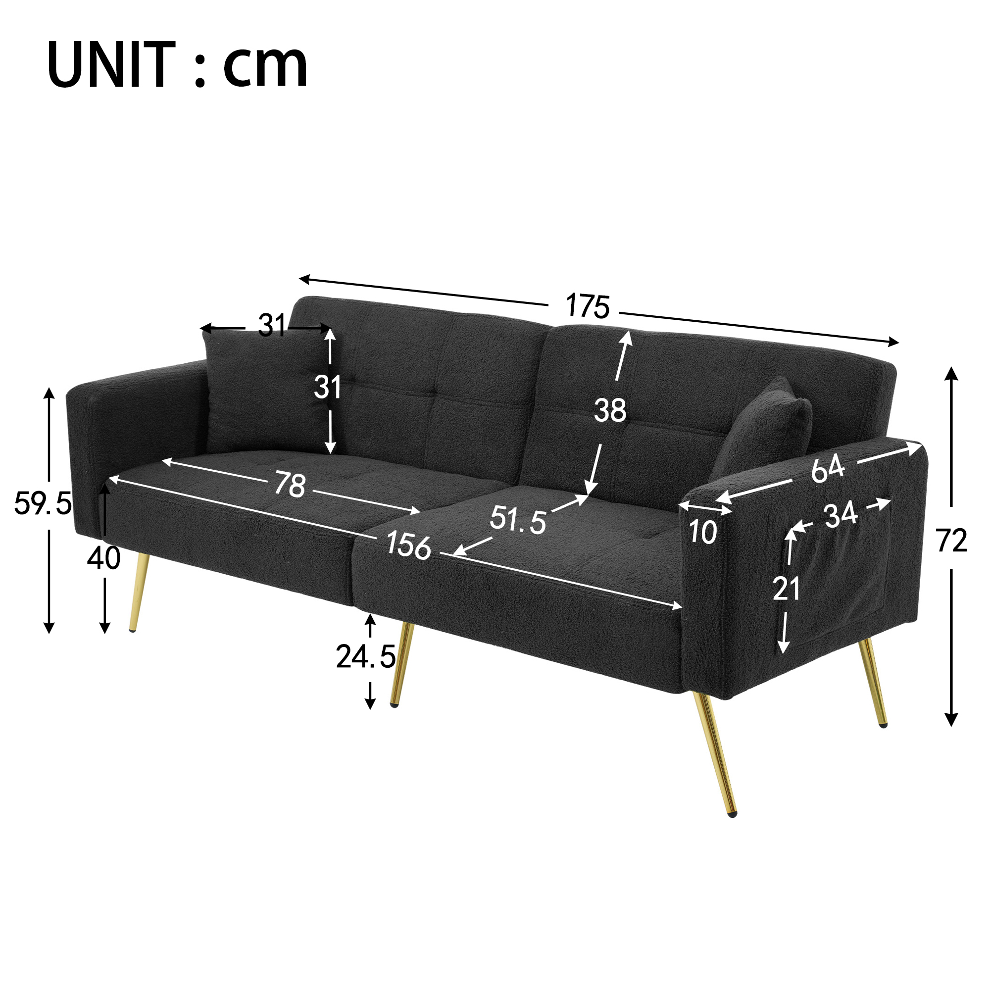 Dimensions du canapé convertible