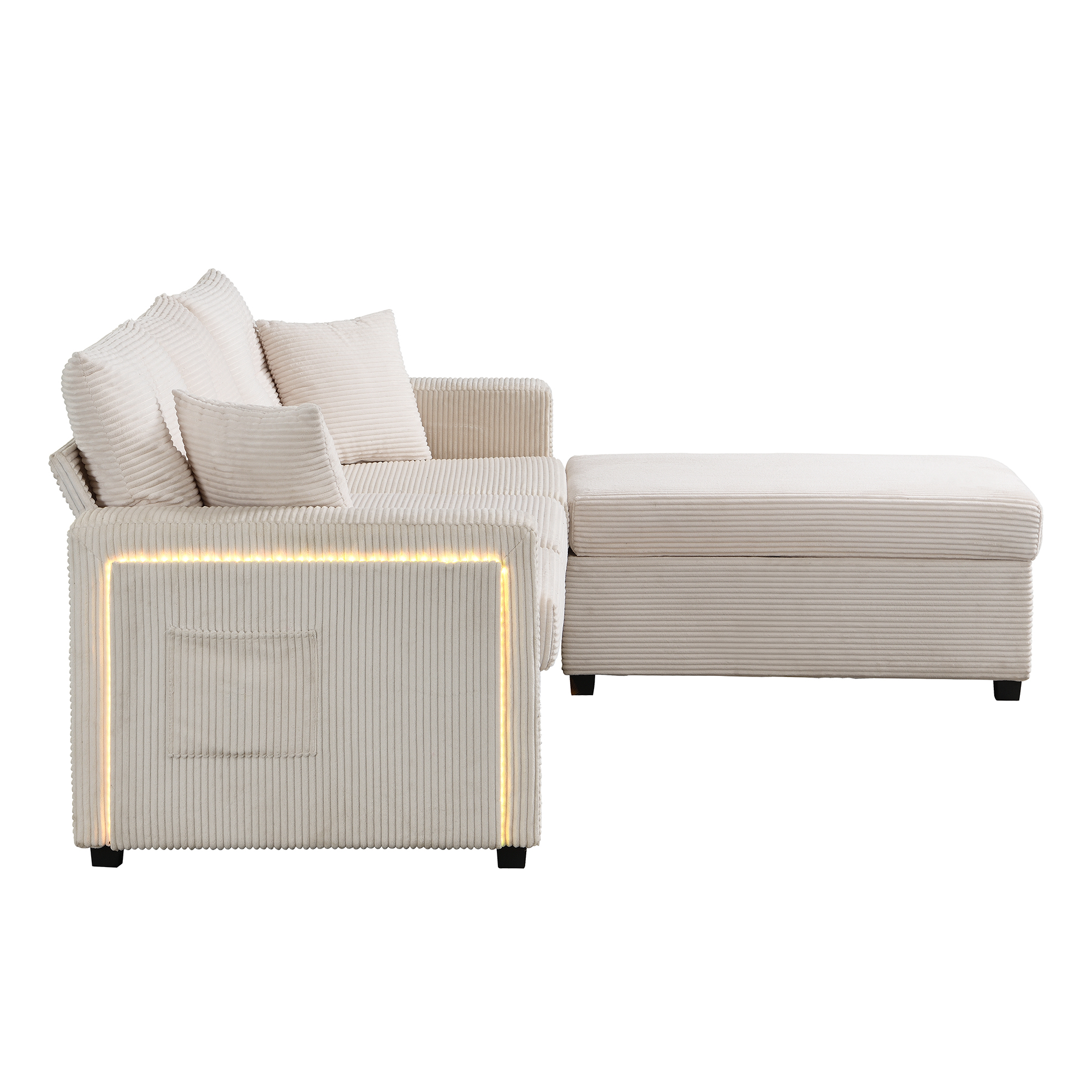 [5-Kissen-Supreme-Set] Moderne LED-Sofakombination