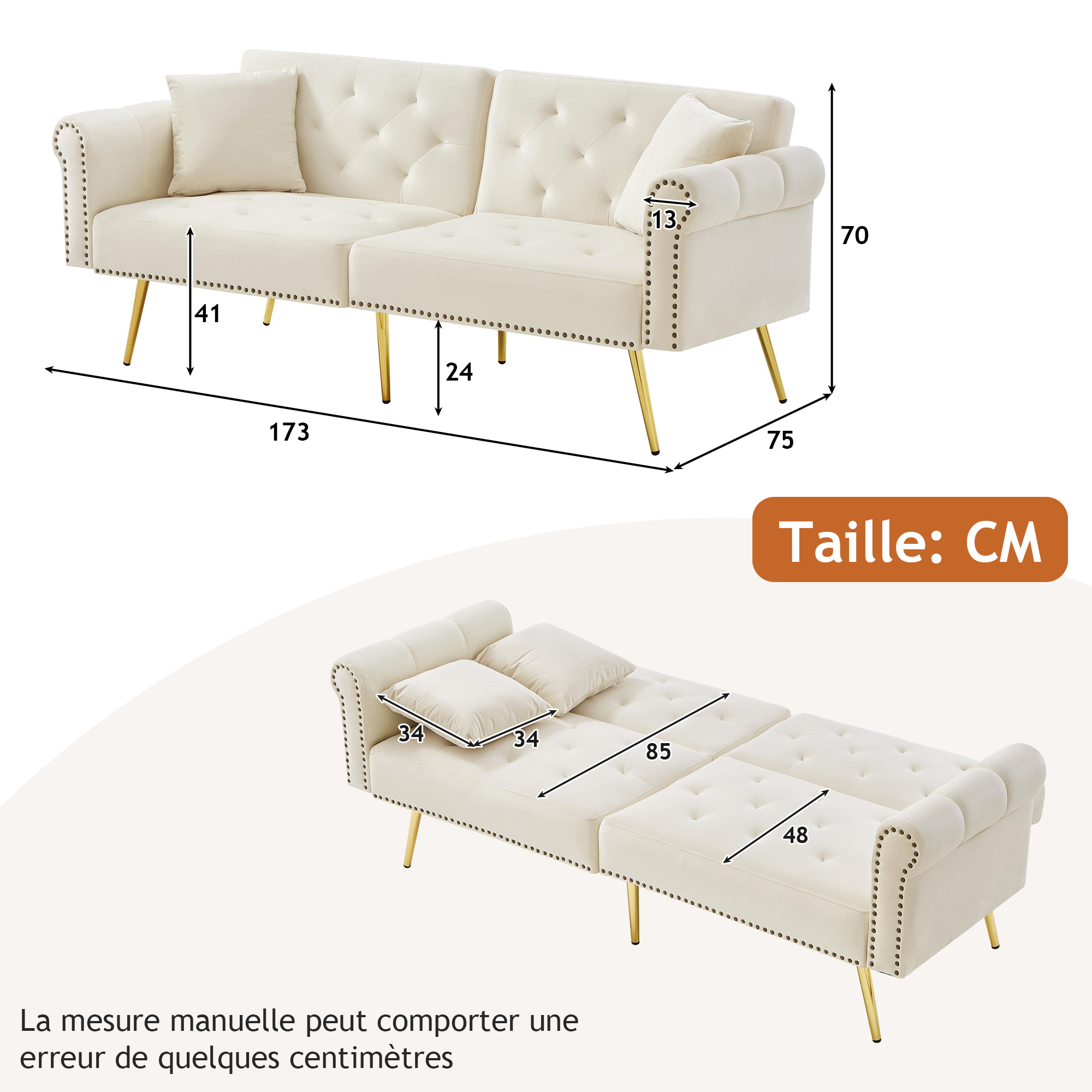 Dimensions du canapé convertible