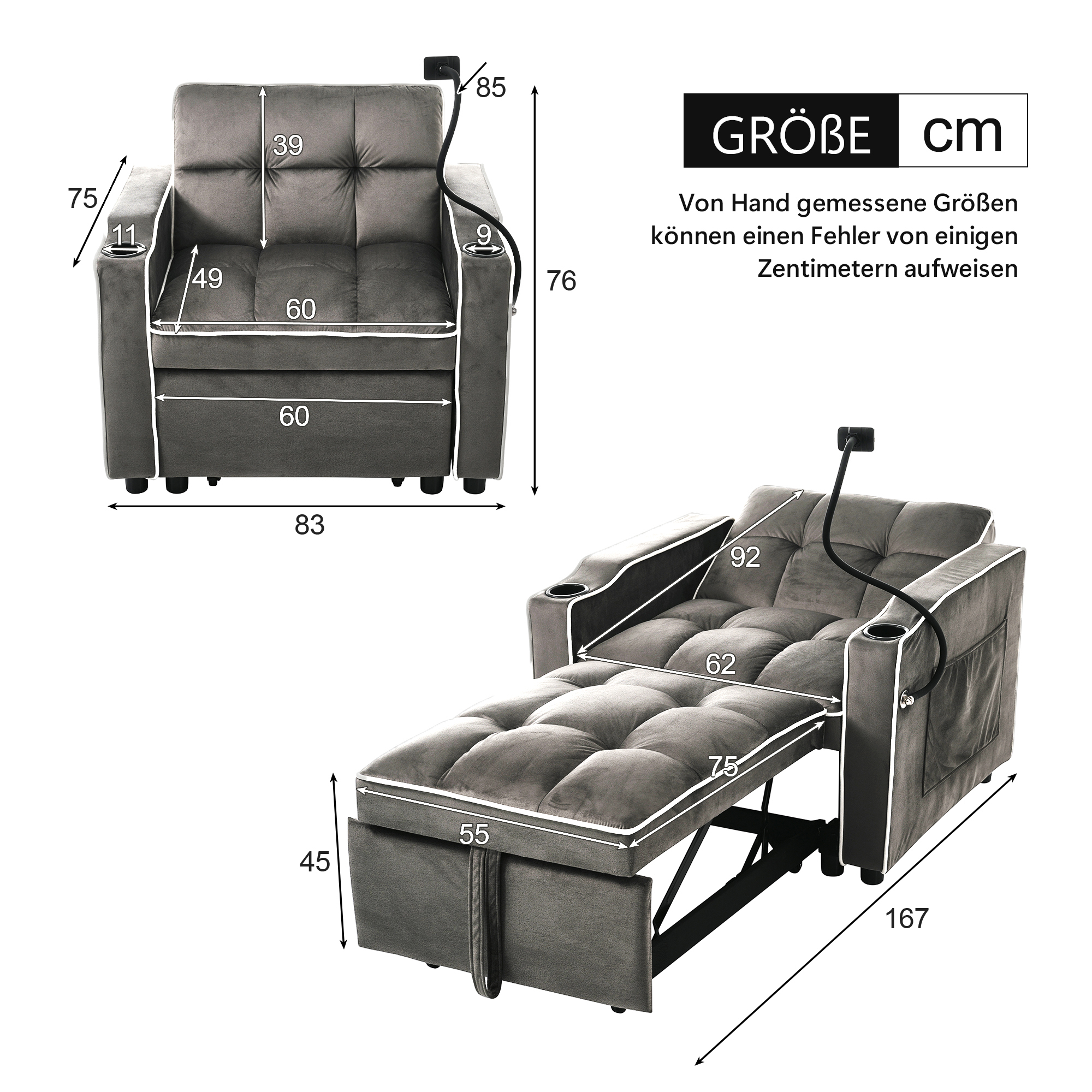 Dimensions du canapé convertible