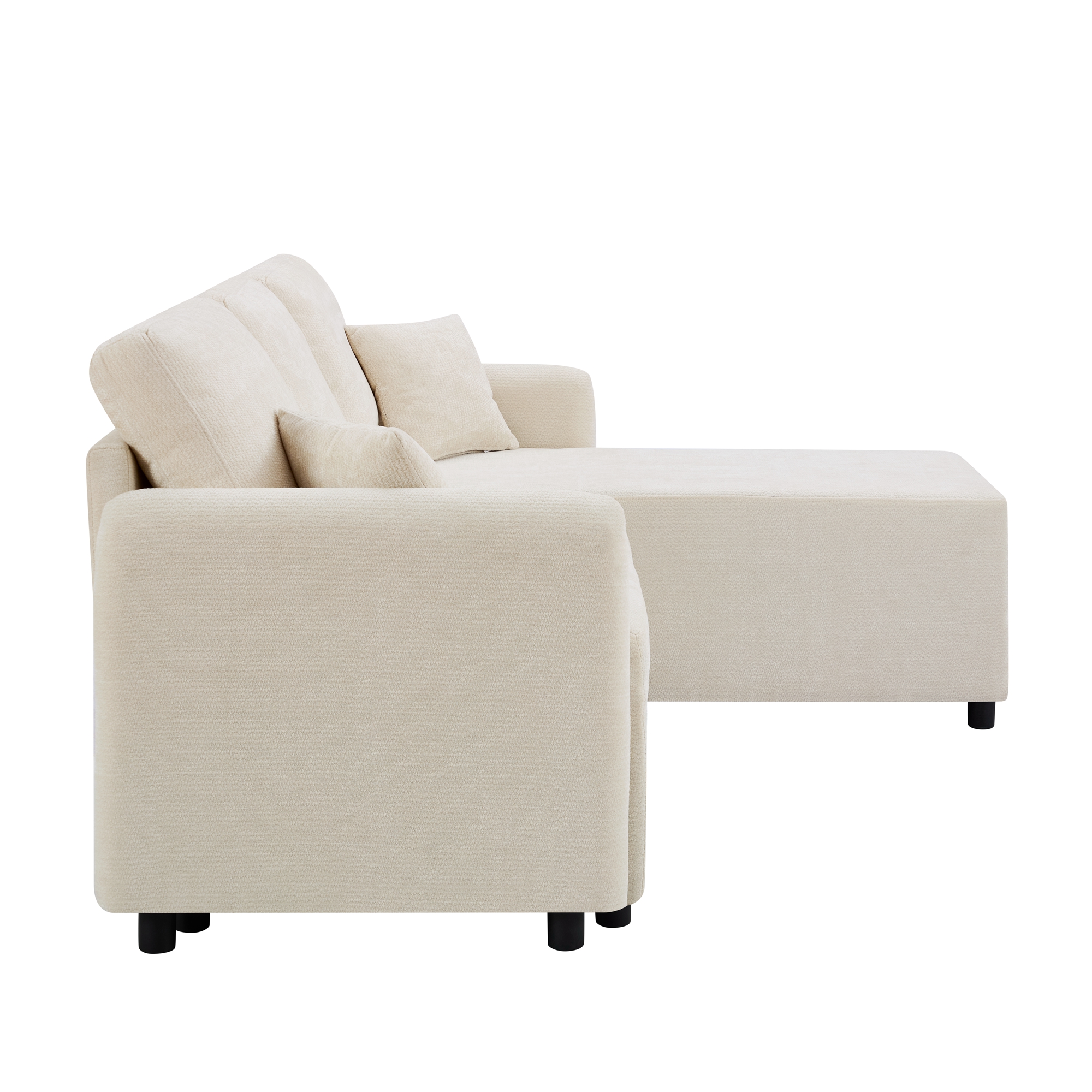 Canapé d’angle en L 3 places 187,5 x 144 x 85,5 cm, en chenille, Light beige - dimensions et spécifications