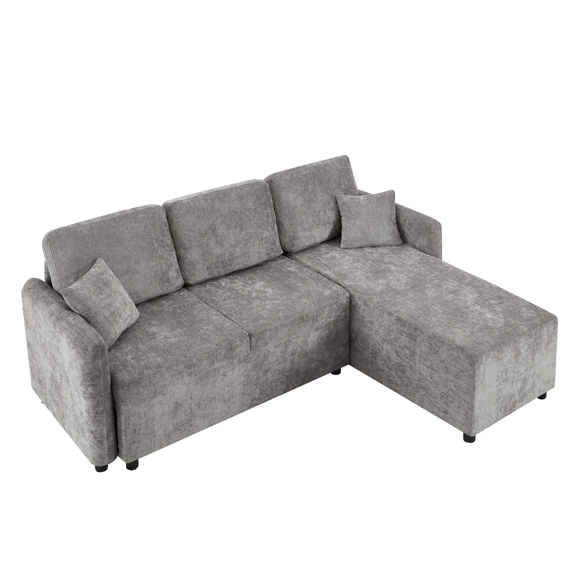 Canapé d’angle en L 3 places 187,5 x 144 x 85,5 cm, en chenille, Gris - détails