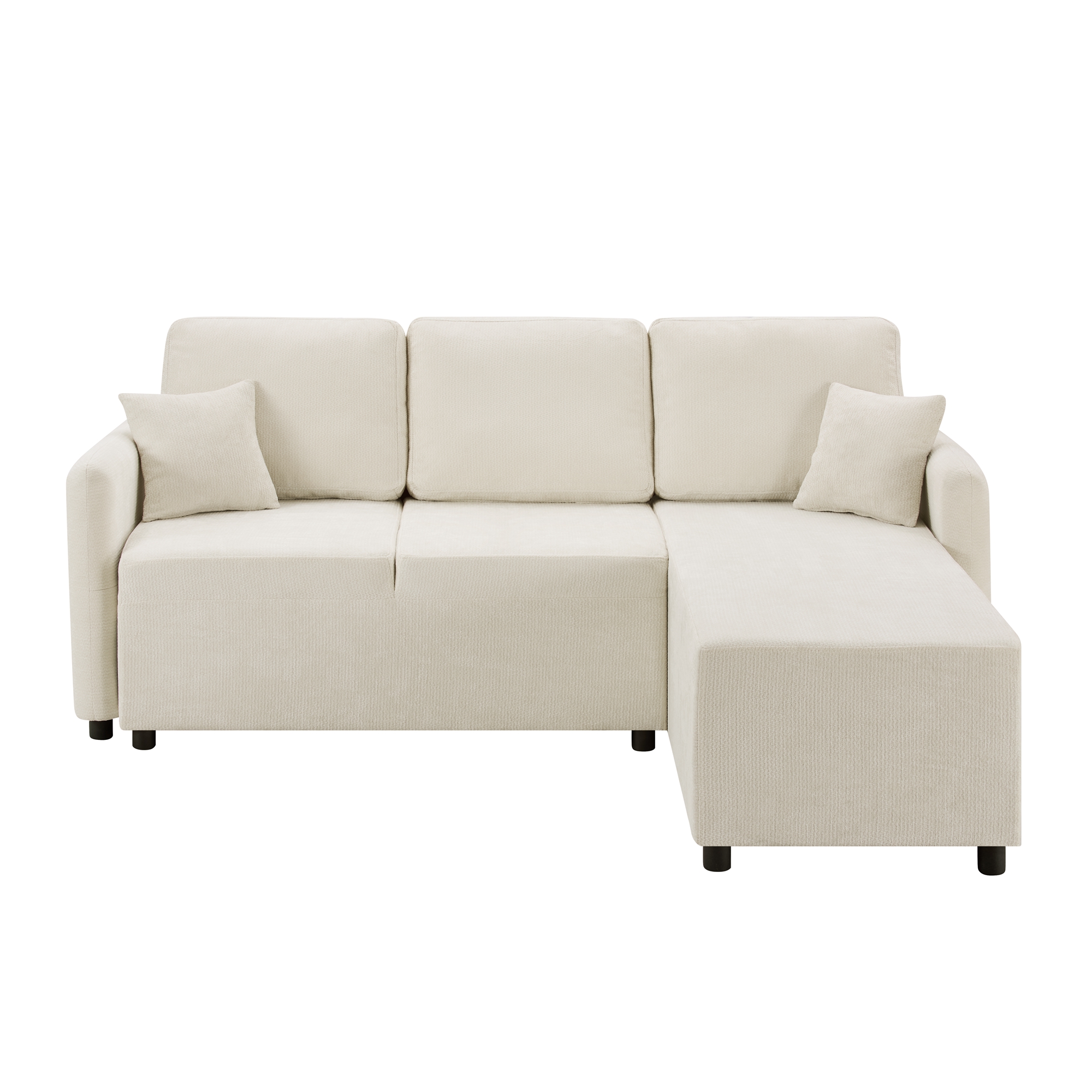 Canapé d’angle en L 3 places 187,5 x 144 x 85,5 cm, en chenille, Light beige - vue complémentaire